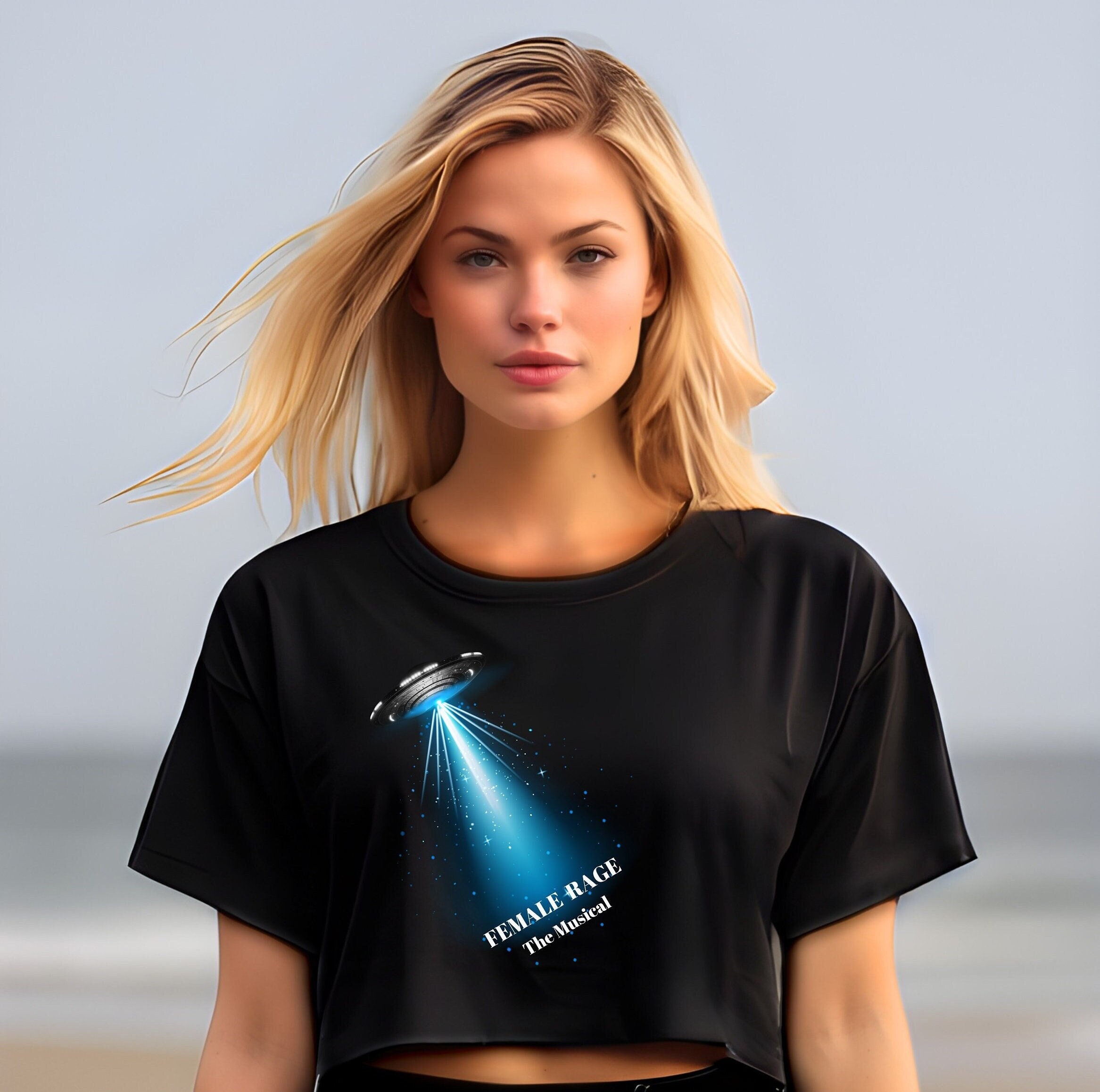 Women Cropped T-Shirt, Black T shirt, Female Rage