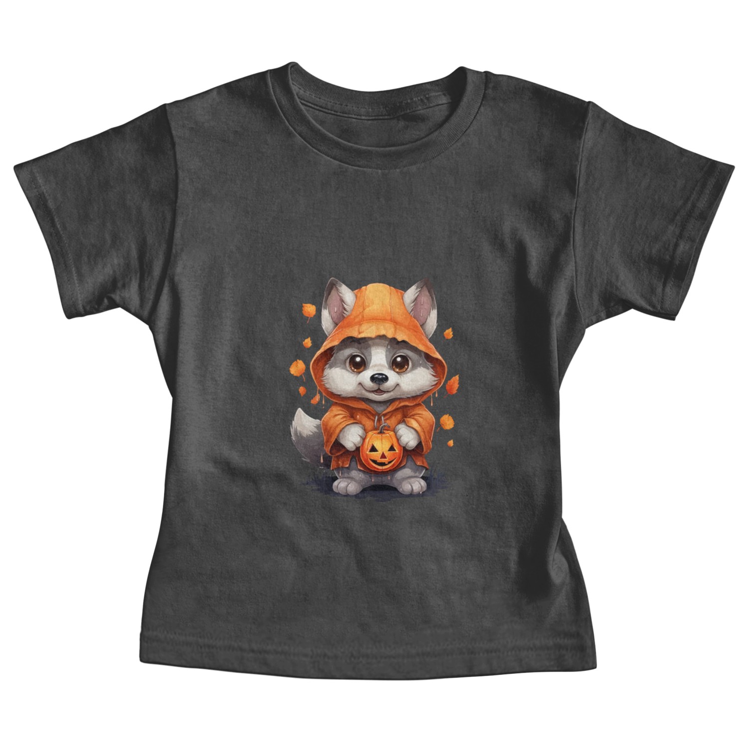 Cute Halloween Wolf With Pumpkin Lanterns Baby Tees