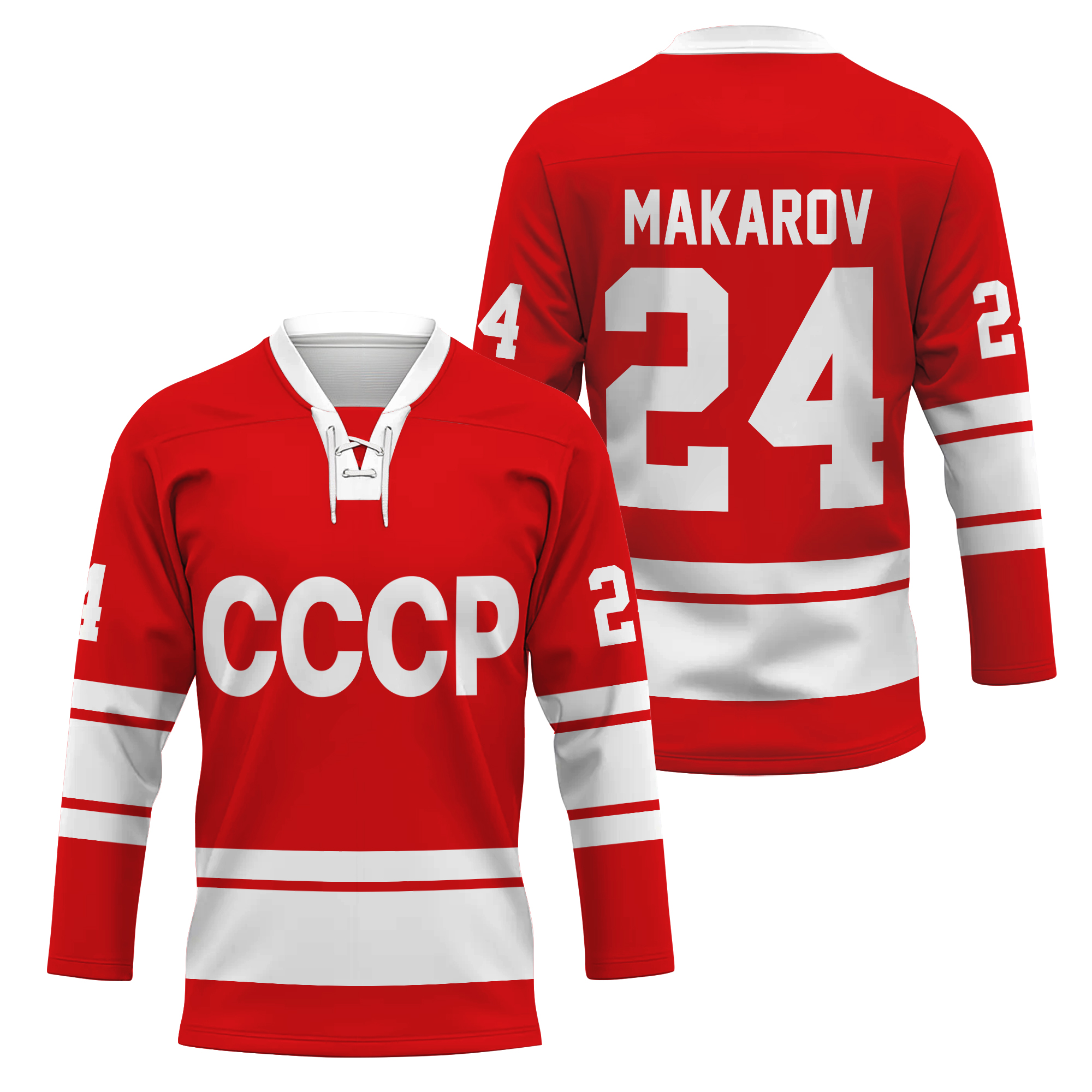 Movie CCCP MAKAROV #24 Ice Hockey Jersey Men's Outdoor Sportswear Red Tops