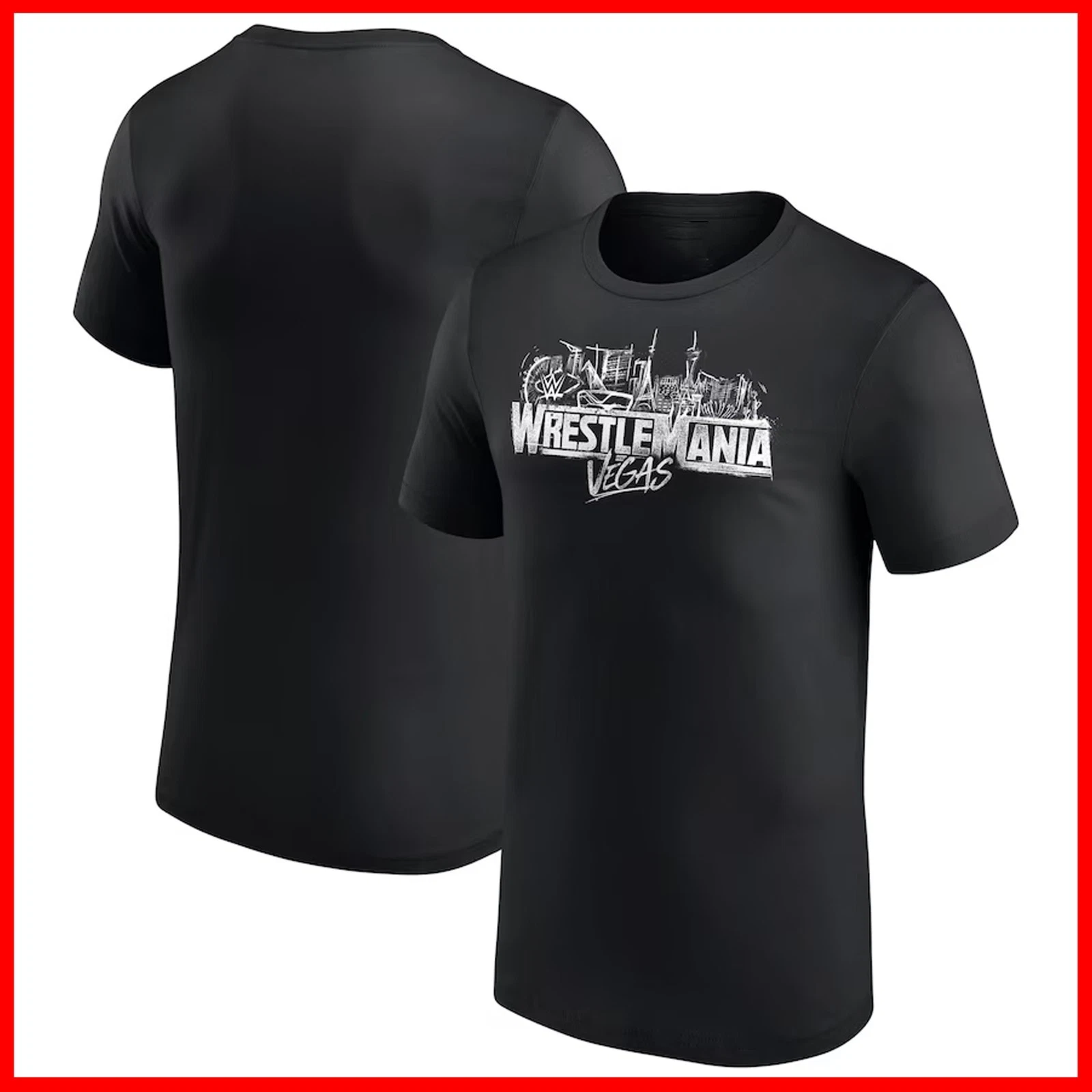 2025 Men's Black WrestleMania 42 Logo T-Shirt All Size S-5XL