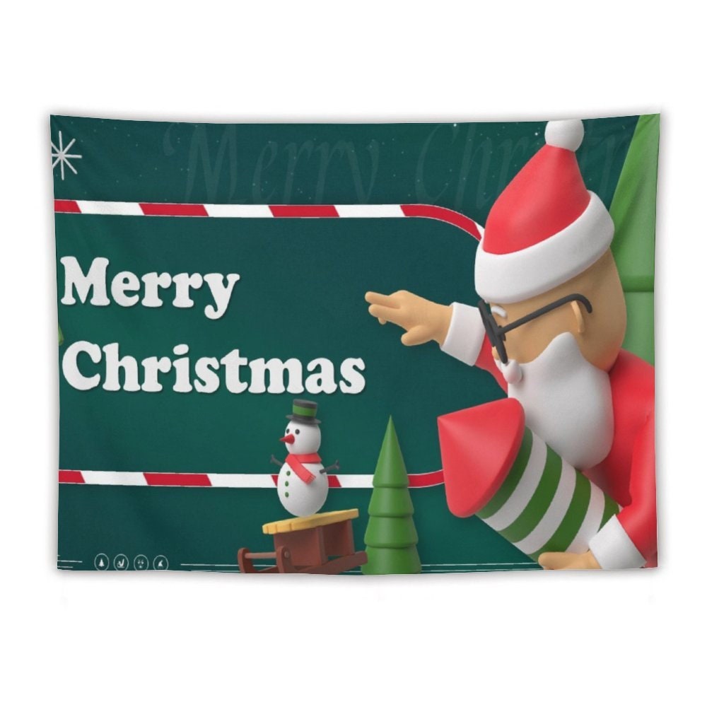 Festive Santa Claus Christmas Tapestry 3D Cartoon Style Holiday Wall Hanging for Fun & Whimsical Seasonal Decor