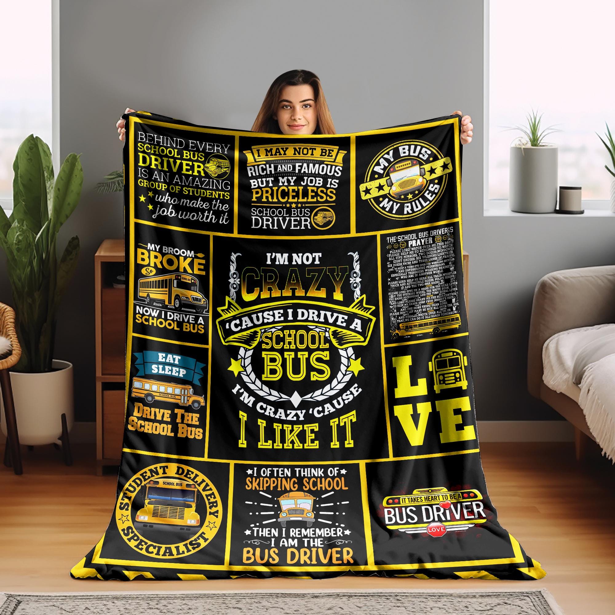 Bus Driver Appreciation Blanket/Bus Driver Gifts/School Bus Driver Gifts For Dad/Thank You For School Bus Driver BackToSchool Blanket