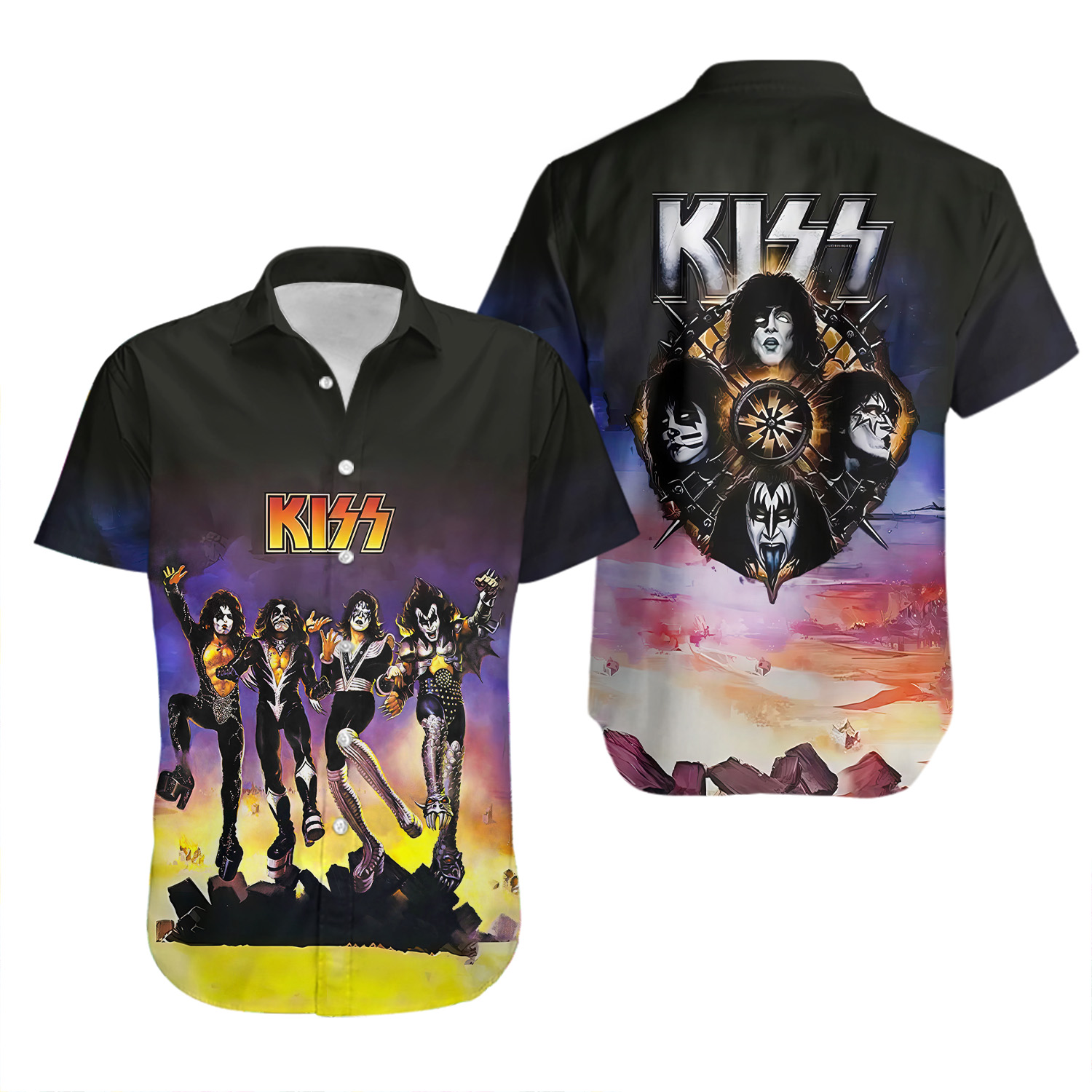 KISS Rock Band Music Floral Aloha Hawaiian Shirt