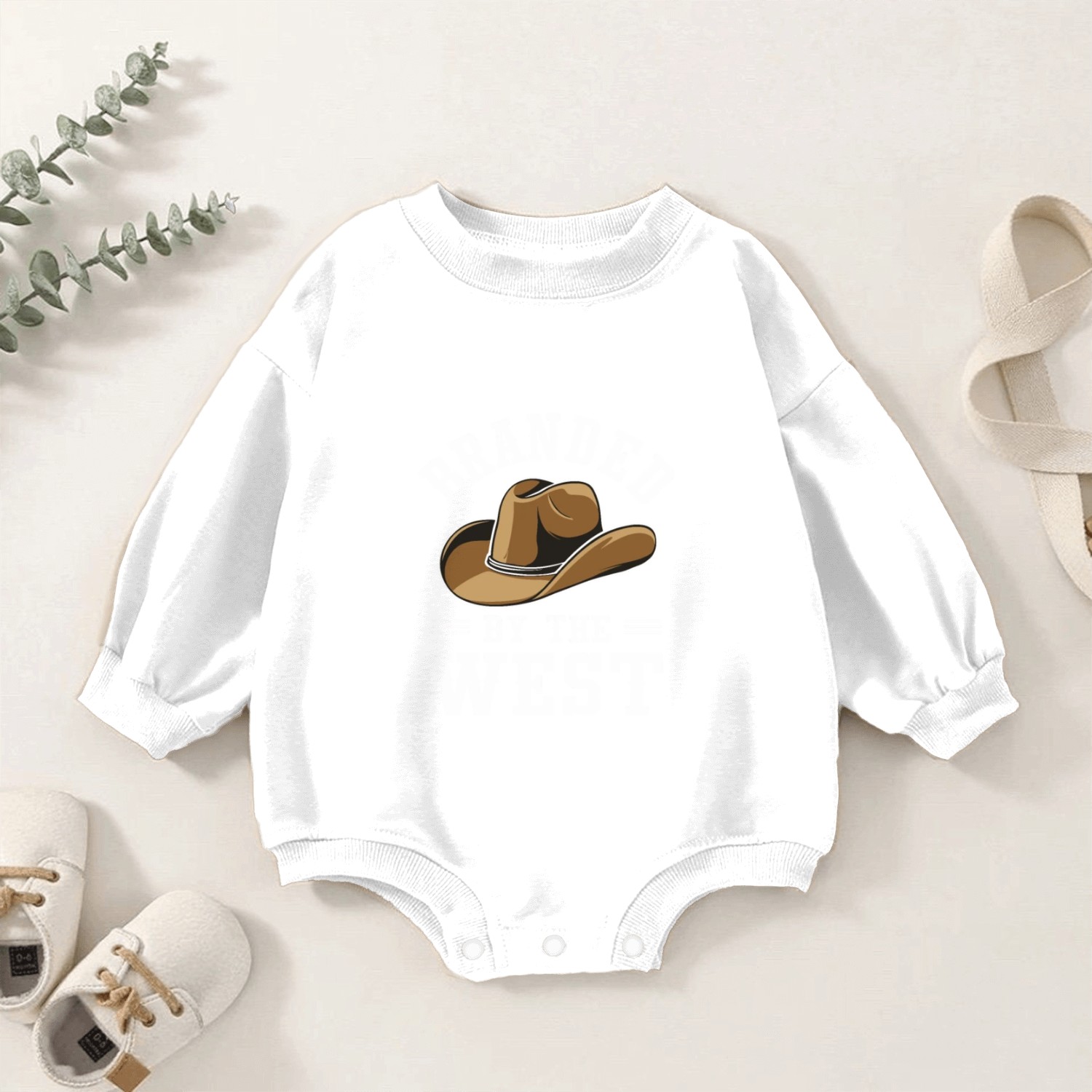 Cowboy Lifestyle Western Theme with Horses and Baby Romper Sweatshirts