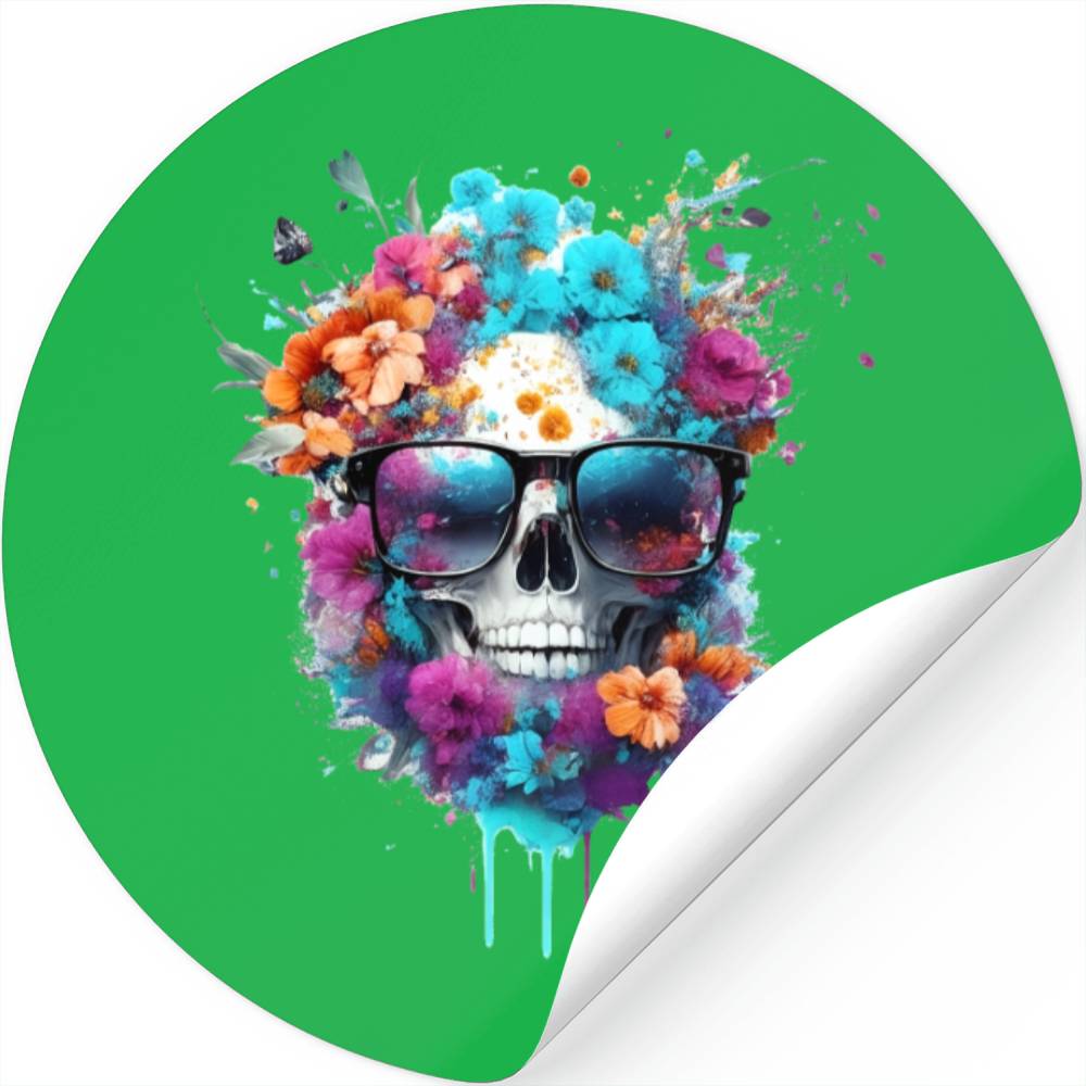 Skulls n Flowers 04 - Collectible Illustrations Stickers