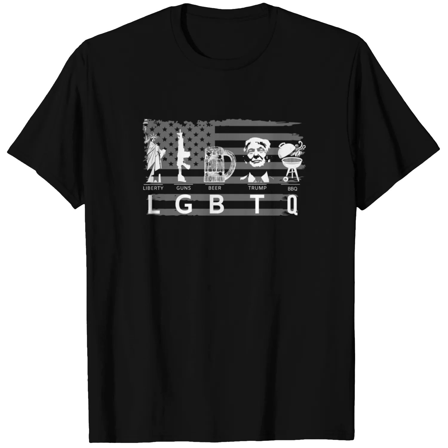 Support LGBTQ Liberty Guns Beer Trump BBQ T-Shirt