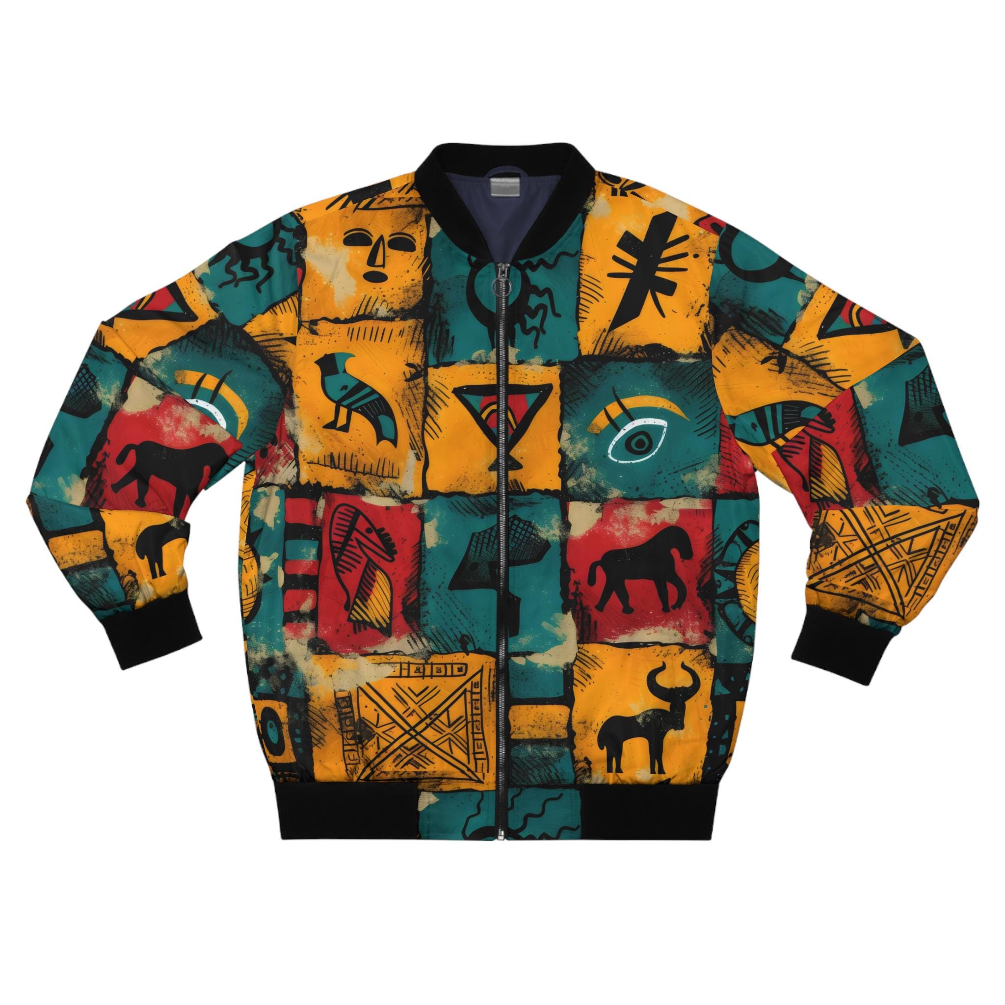 Ethnic African Bomber Men's Jacket ,Men's AOP Bomber Jacket,Ethnic Streetwear Bomber Jacket