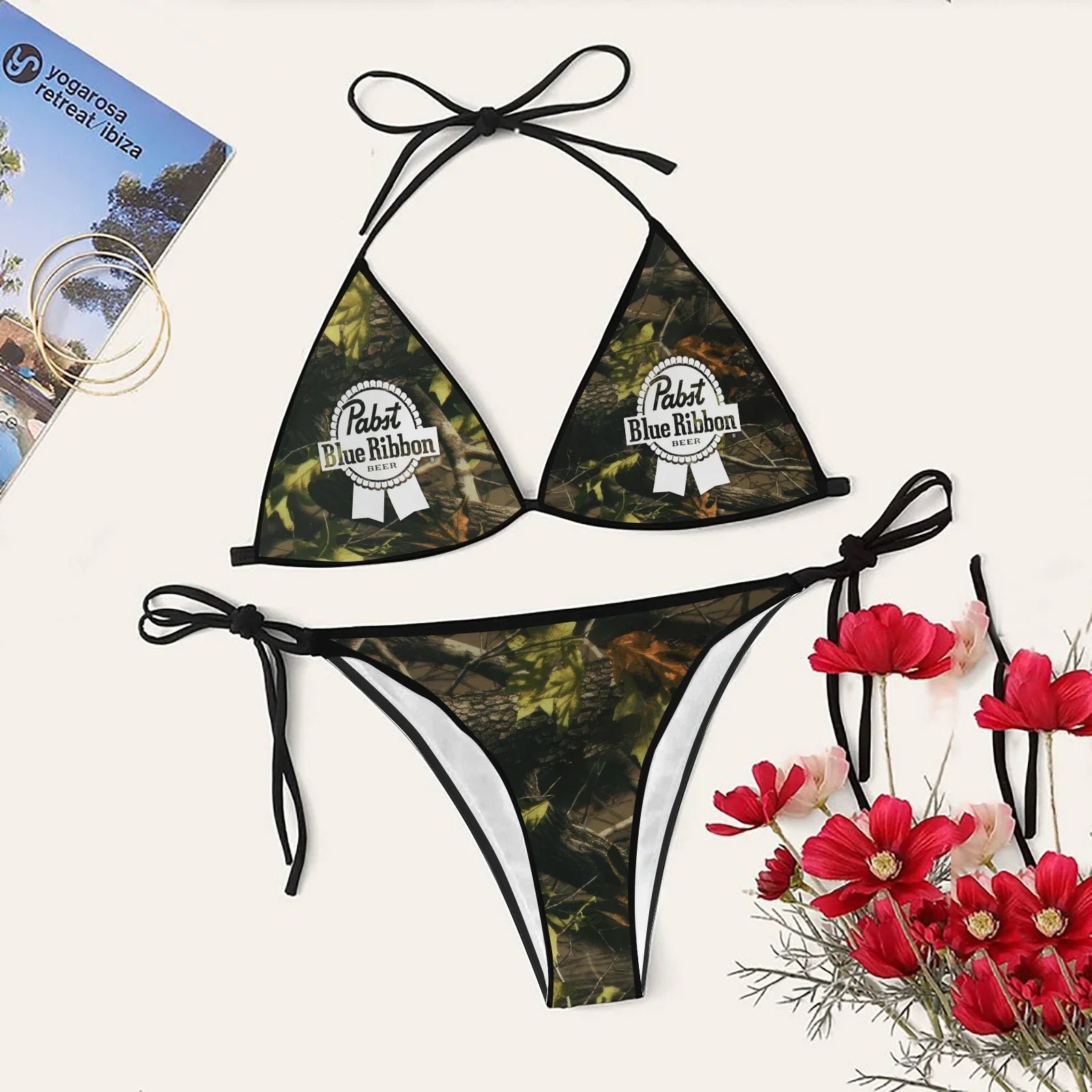 Pabst Blue Ribbon Camo Breeze Triangle Sling Bikini
