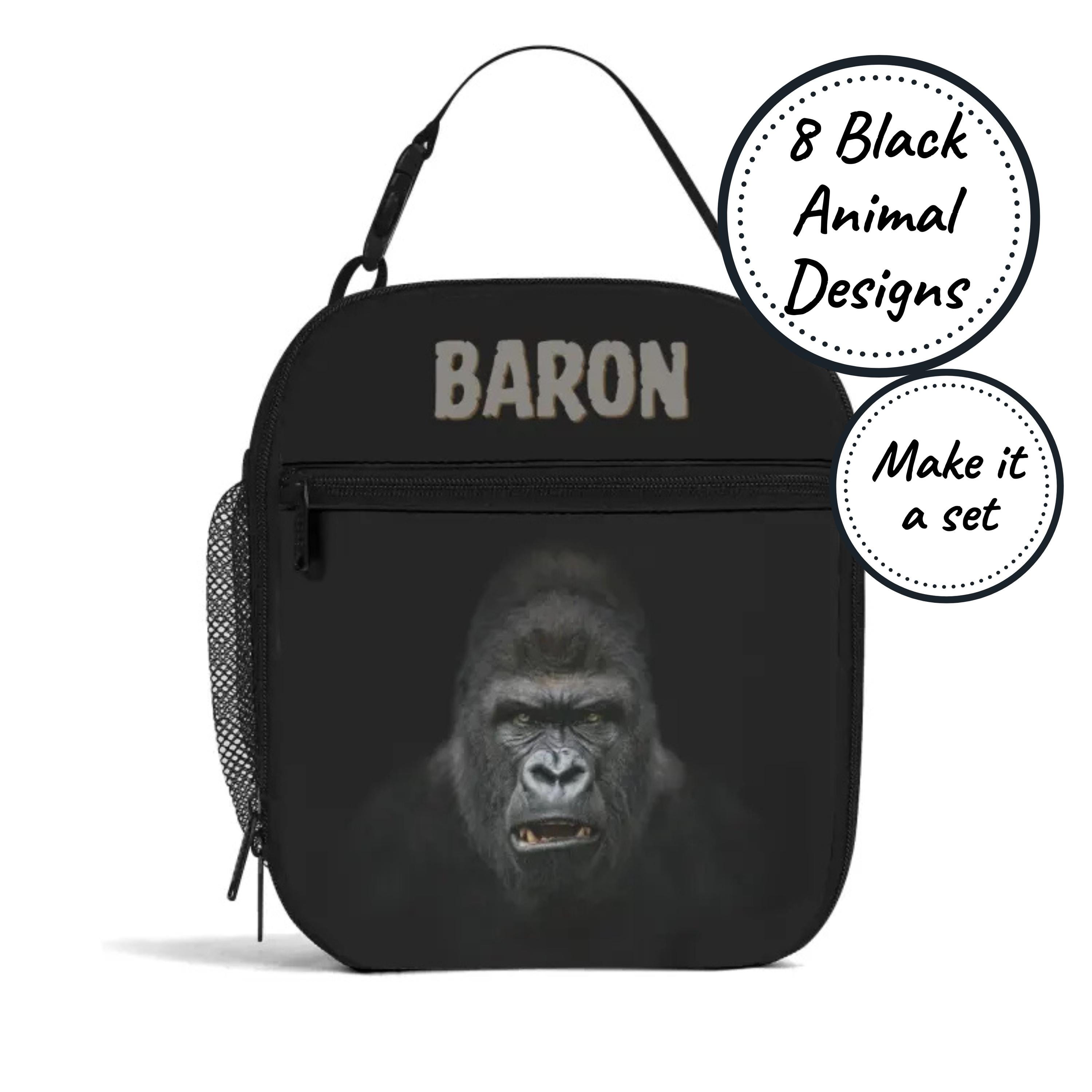 Custom Name Insulated Lunch Bag for Kids with Wild Animal, Personalized Food Cooler Lunchbox