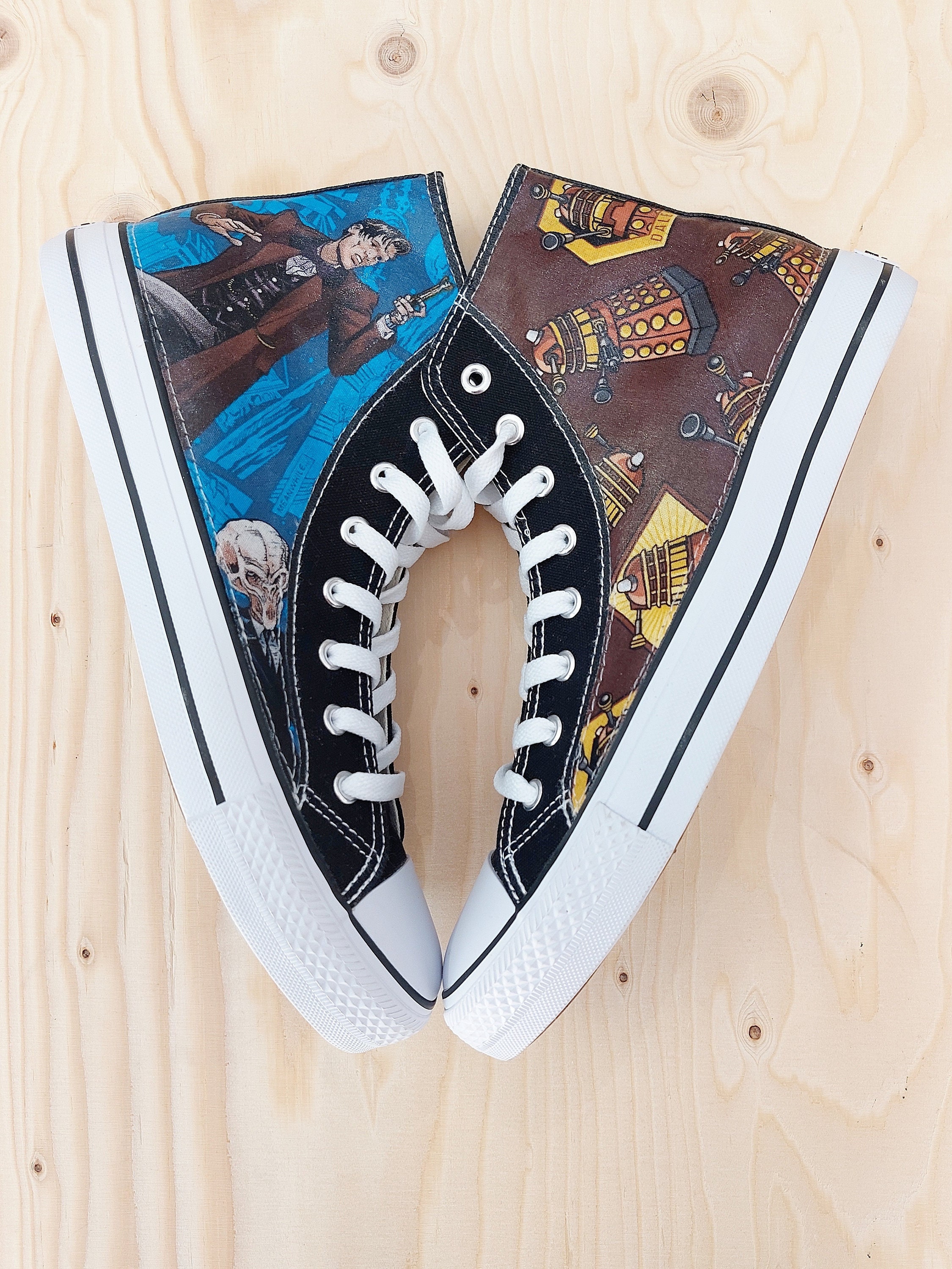 Doctor Who high low top sneakers, Daleks, Angels, the Doctor