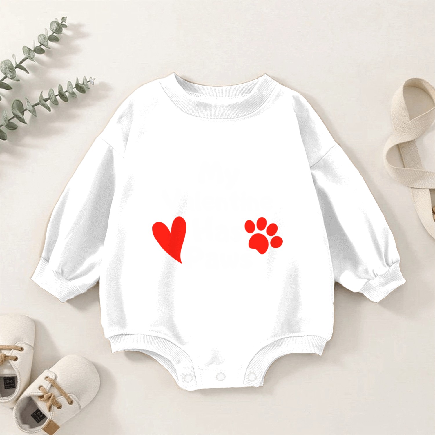 My Valentine Has Paws Baby Romper Sweatshirts