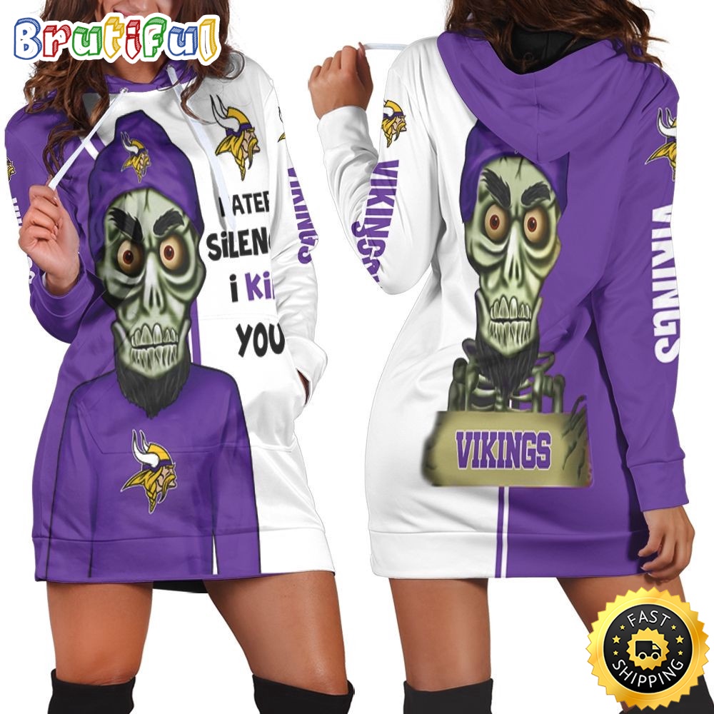 football Minnesota Vikings Hoodie Dress Haters I Kill You Print 3D Hoodie Women For Fans