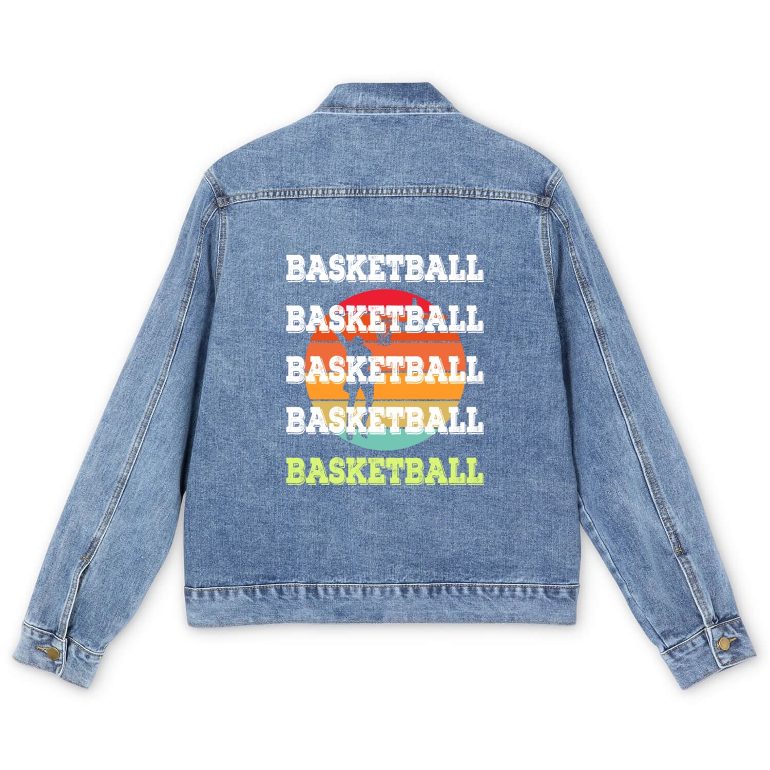 Basketball Lover Vintage Sports Design Men's Denim Jackets