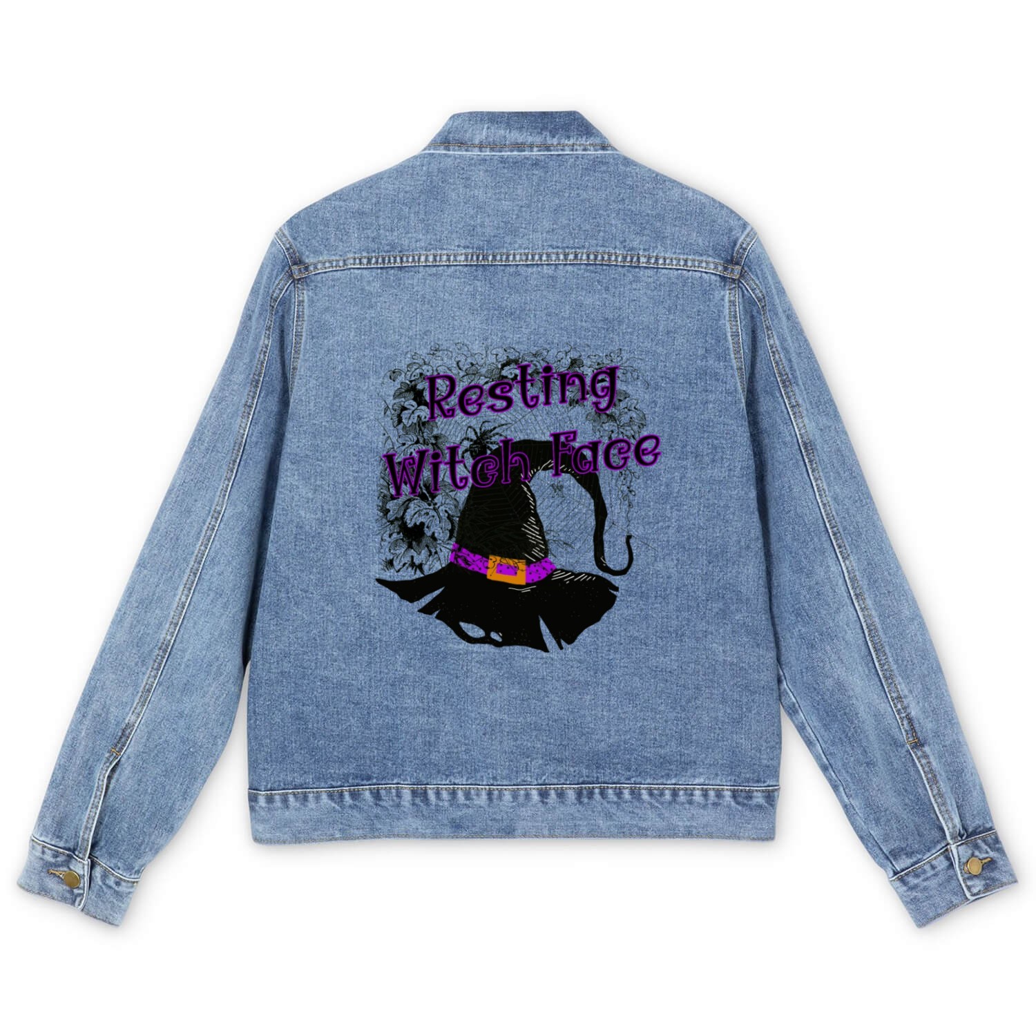 Resting Witch Face - Halloween Spider Web Men's Denim Jackets