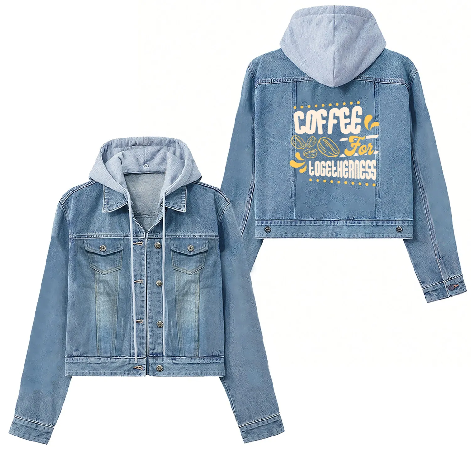 Coffee for Happiness Typography Design Women's Denim Jackets