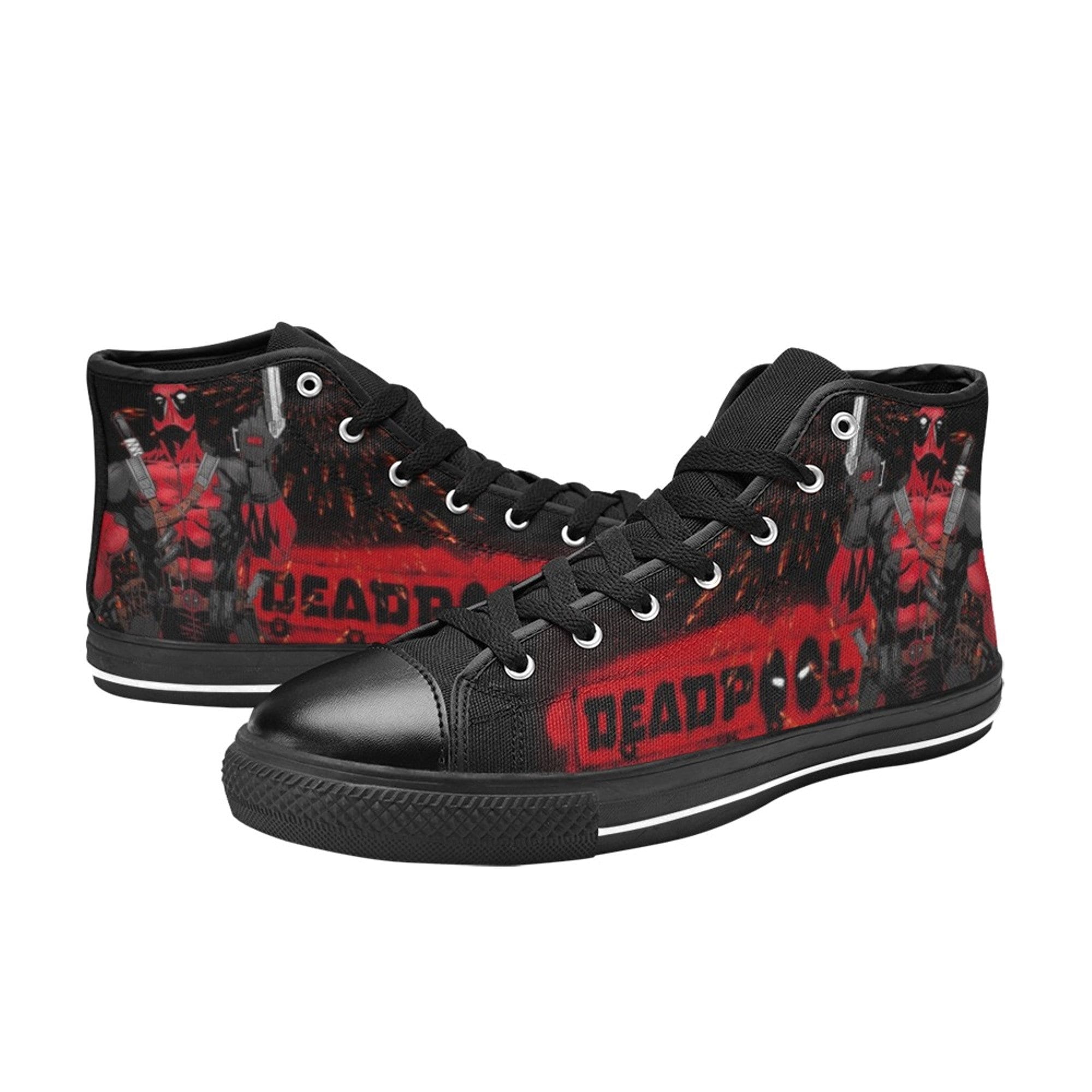 Deadpool High Top Sneakers, Deadpool Shoes, Deadpool Sneakers