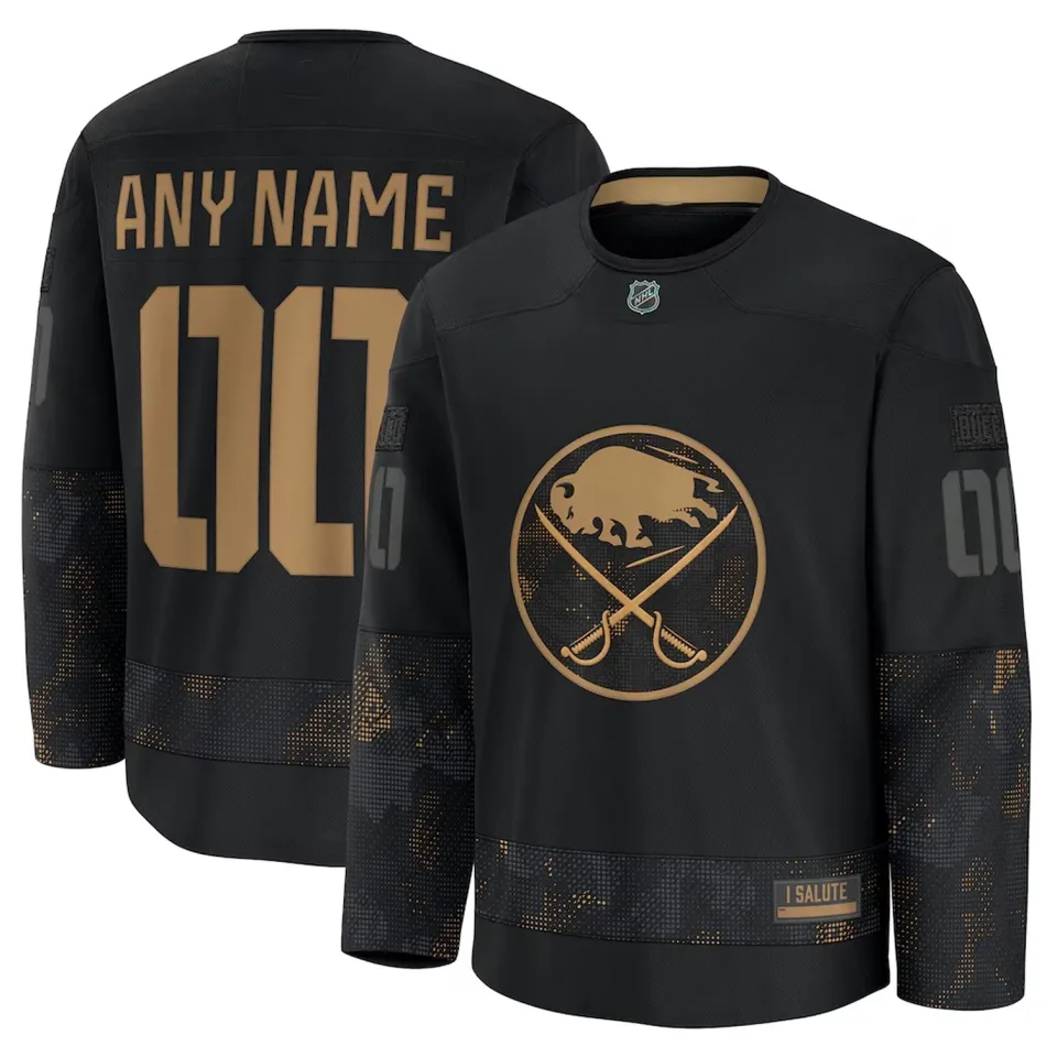 Men's Buffalo Sabress Black 2024 Military Appreciation Custom - All Printed Jersey