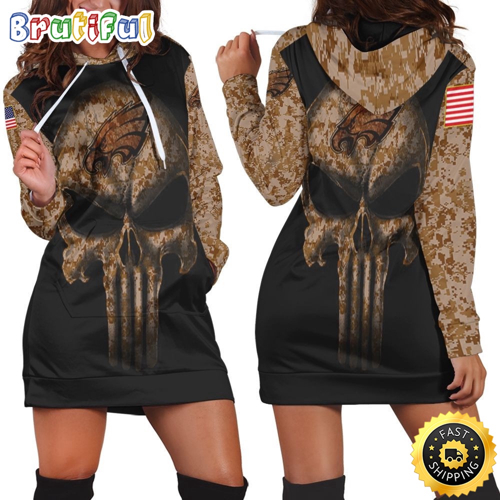 football Philadelphia Eagles Hoodie Dress American Flag Camouflage Skull