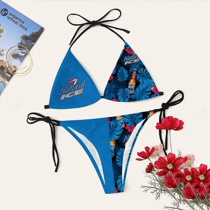 Natural Ice Beer Triangle Bikini Set Women Swimsuit Beach Summer