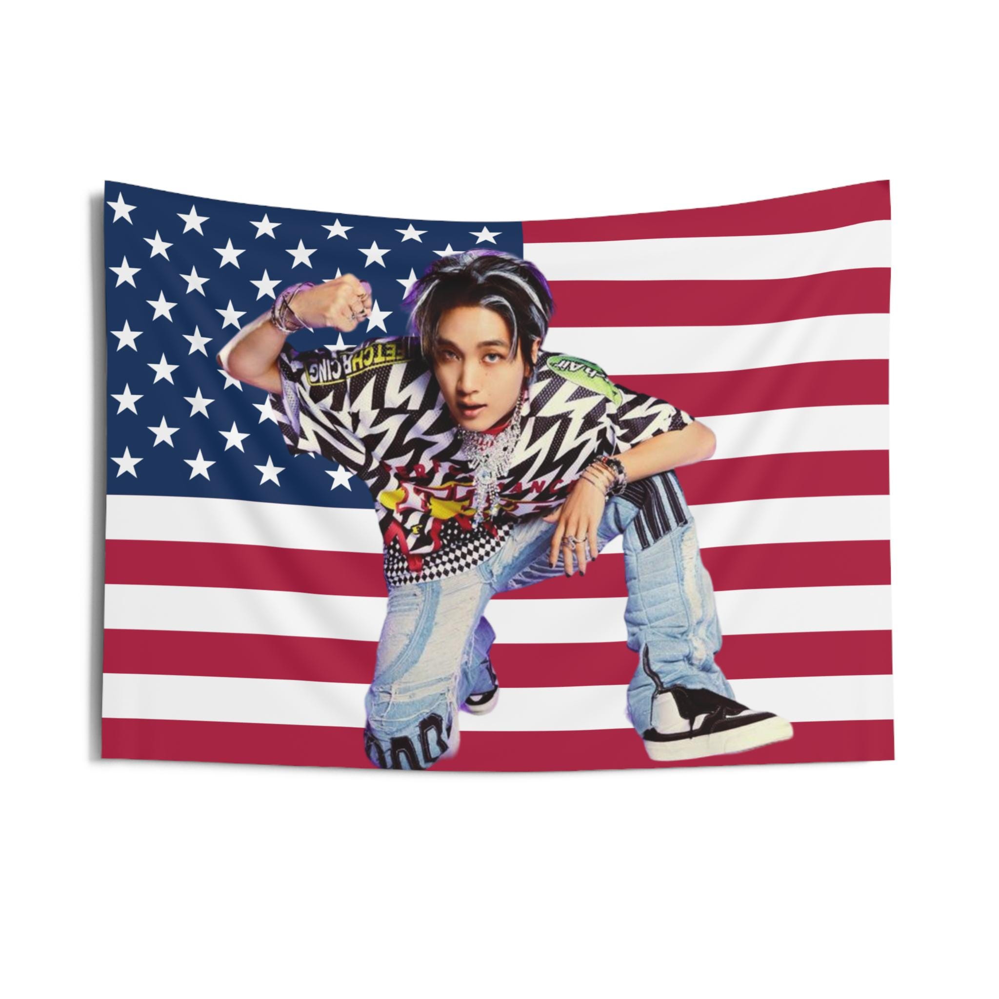 NCT Dream Haechan American Flag Banner, Nct Dream Haechan Flag Tapestry, Haechan Flag, Kpop Wall decor, Birthday Gift for Nct Haechan Fan