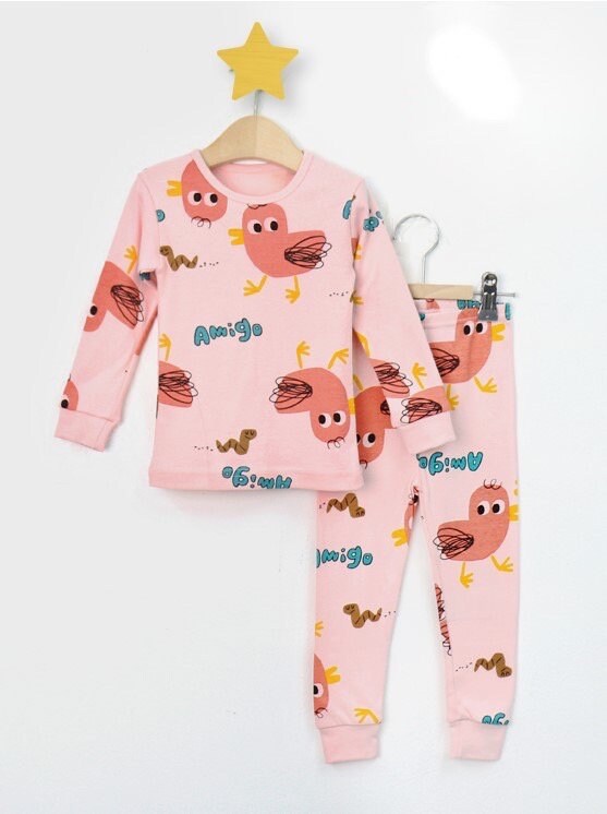 Girls pink chick princess pajamas, Snow fairy princess, kids pajama set, Korean pajamas