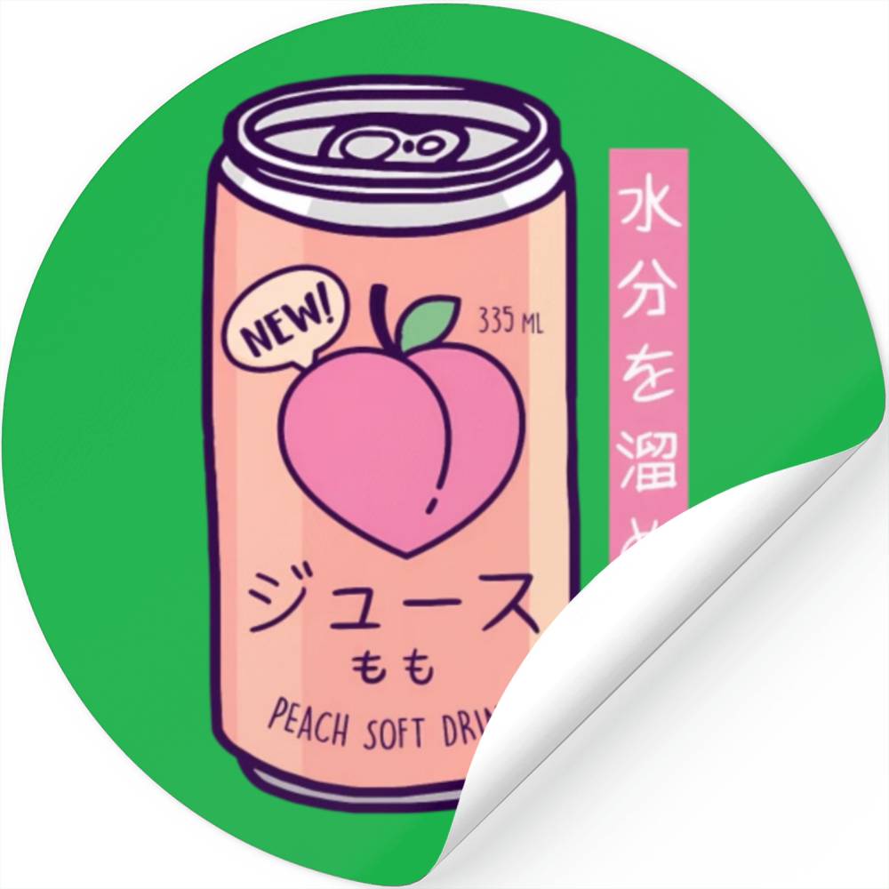 90S Japanese Aesthetic Peach Juice Drink Japan- Stickers