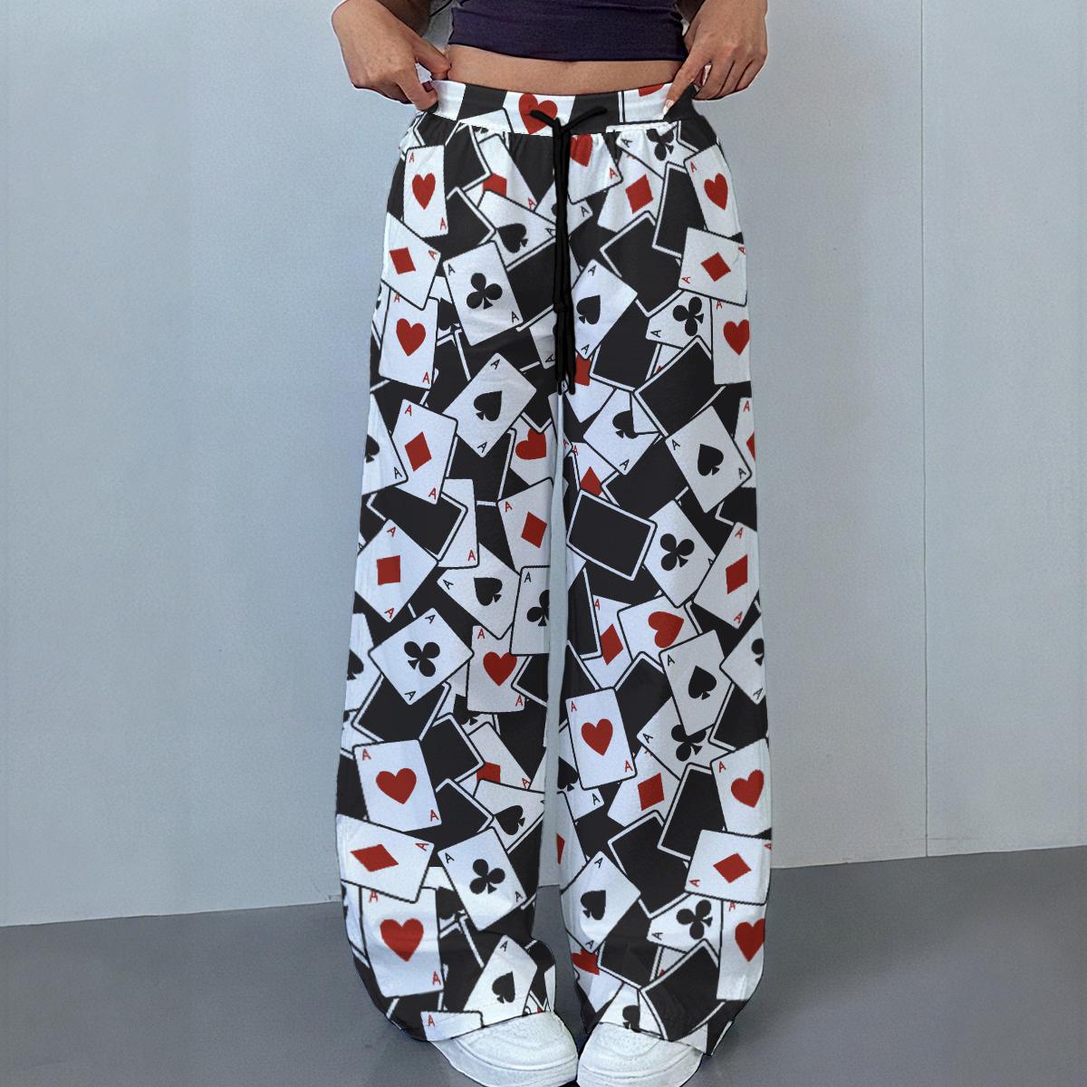 Playing Card Suits | Harley Quin Card Print Women's Casual Pants