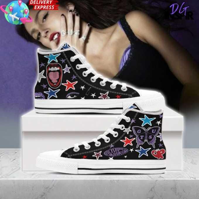 Handmade Pop Star Inspired Custom High-Top Sneakers Guts Tour Fan Shoes