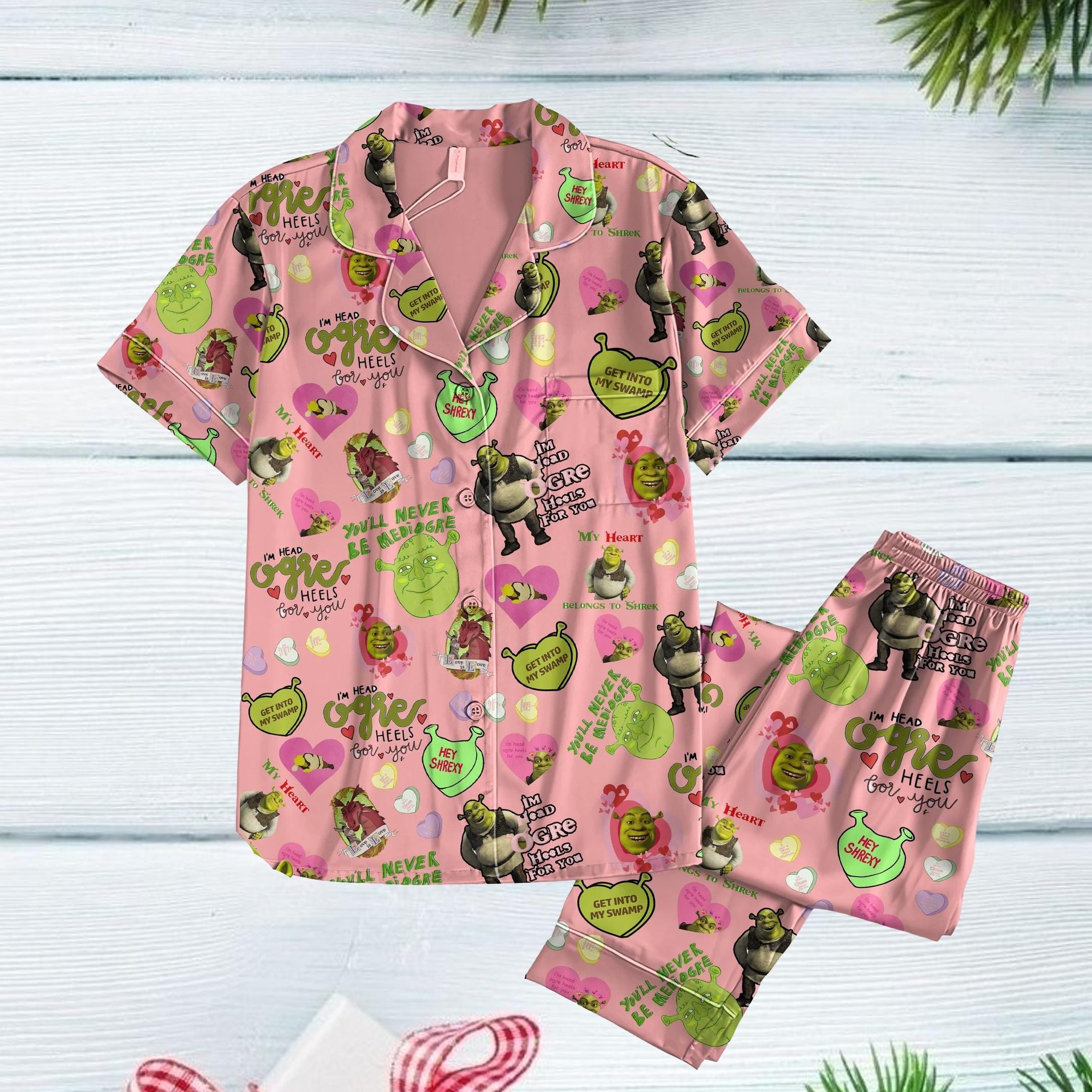 Shrek Face Pajamas Set, Funny Shrek Shirt, Shrek and Fiona Pajamas, Funny Shrek Pajamas Pants, Sassy Shrek Women Pajama, Midnight Shirt