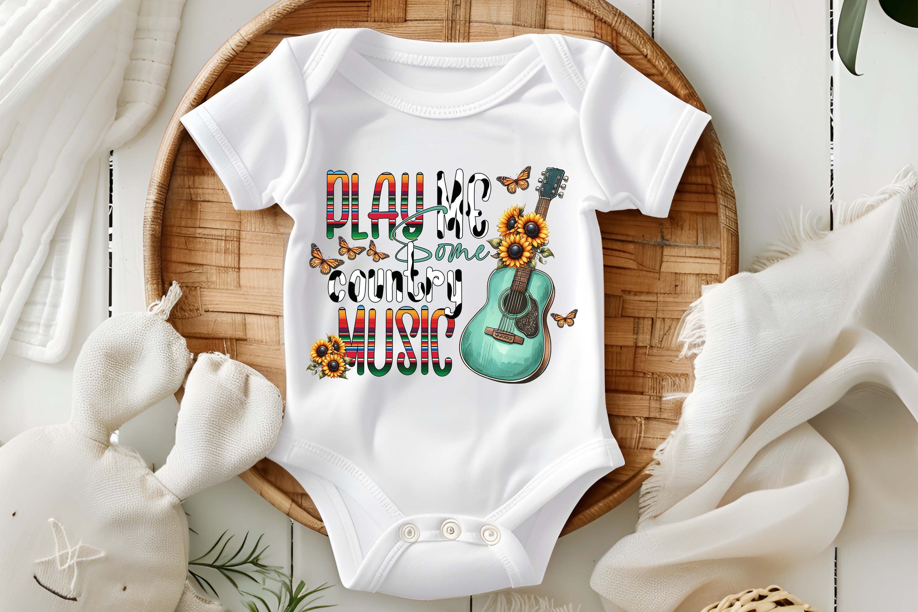 Play Me Some Country Baby Bodysuit, Newborn Baby Grows, Baby Country Music Gift, Newborn gifts