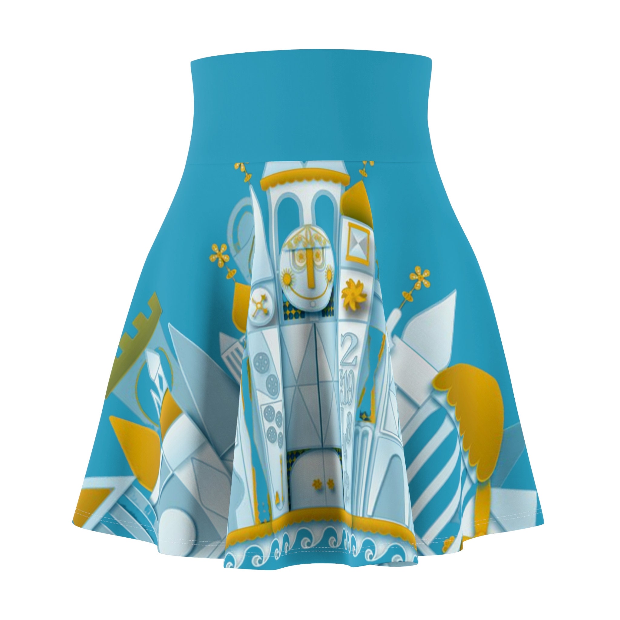 Small World Women's Skater Skirt | 4" wide high-rise elastic waistband | Women Summer Skater Skirt | Beaching Outfit
