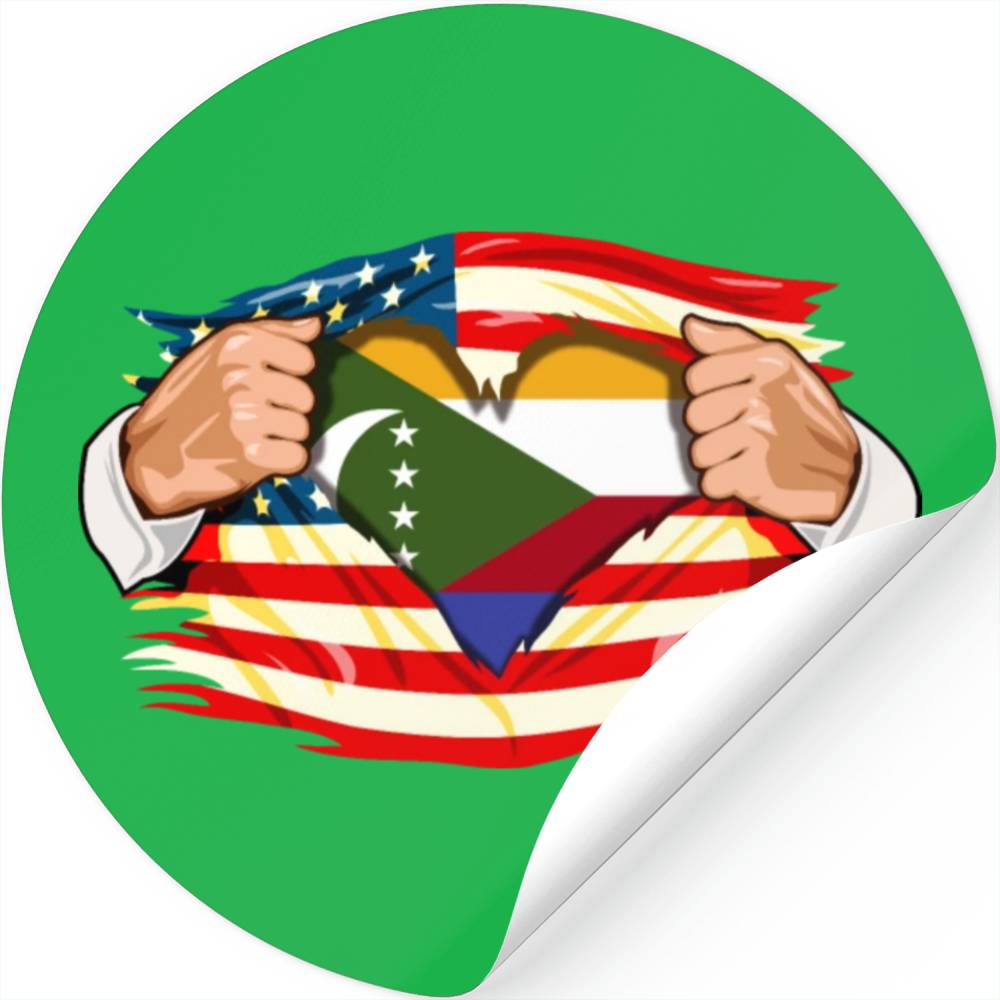 Comoros Who Live in America Comoro Islands Flag Stickers