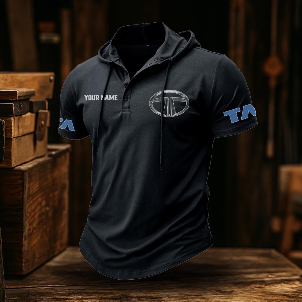 Tata Truck Classic Men's Sports Fitness Hooded Short Sleeved