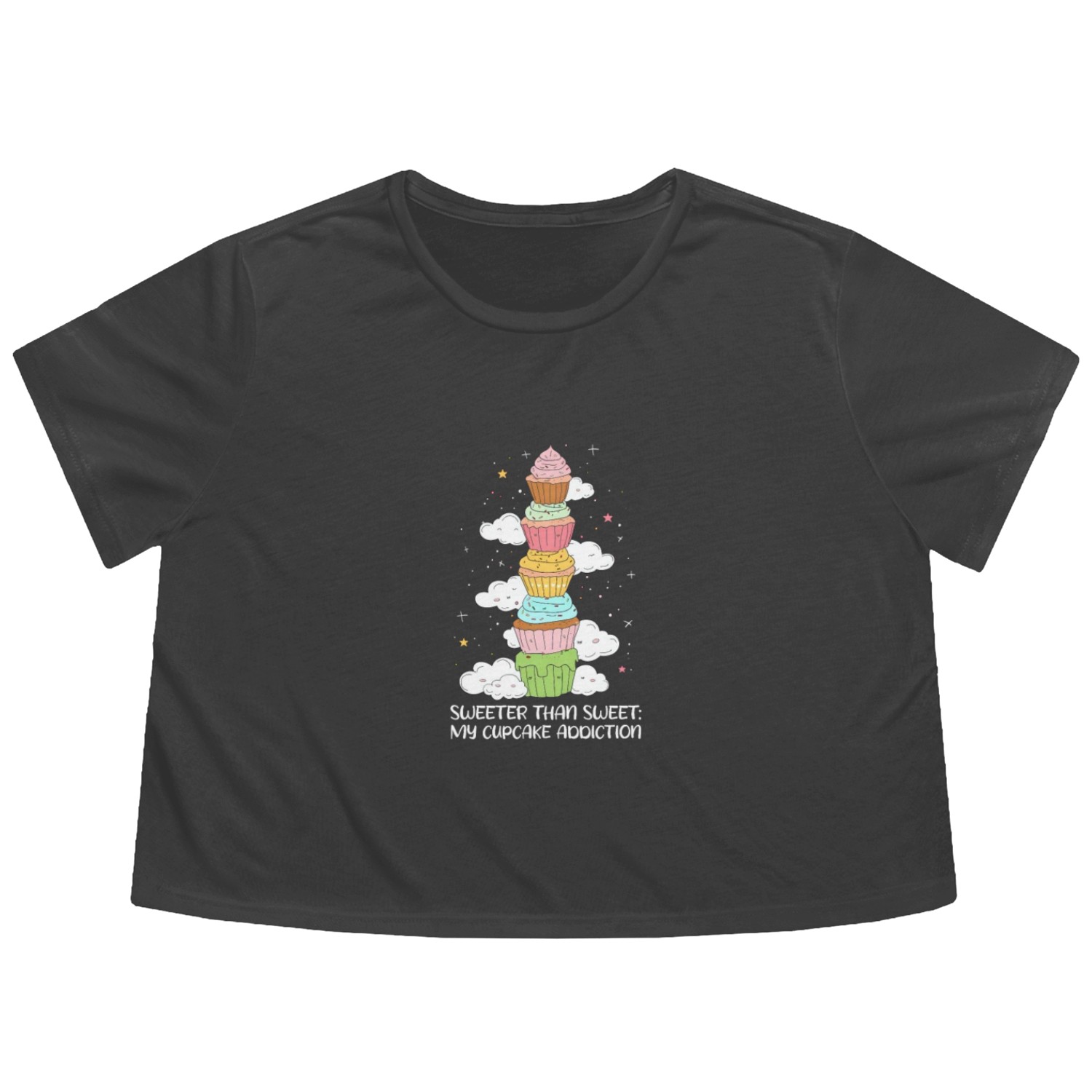 Cupcake Lover Sweeter Than Sweet Flowy Cropped Tees