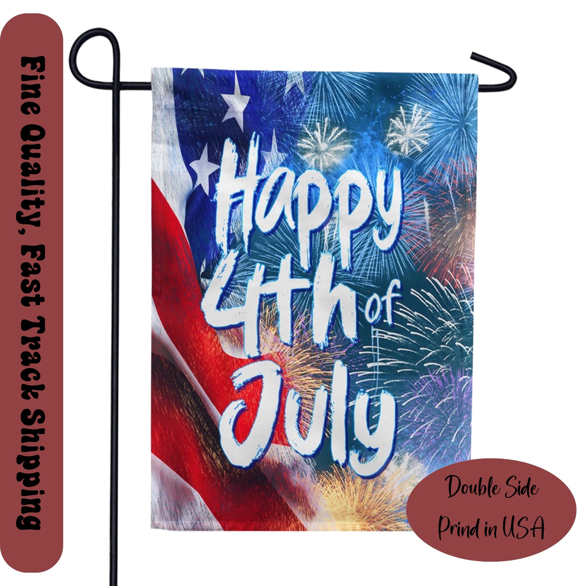 Vibrant 4th of July Patriotic Garden Flag - American Summer