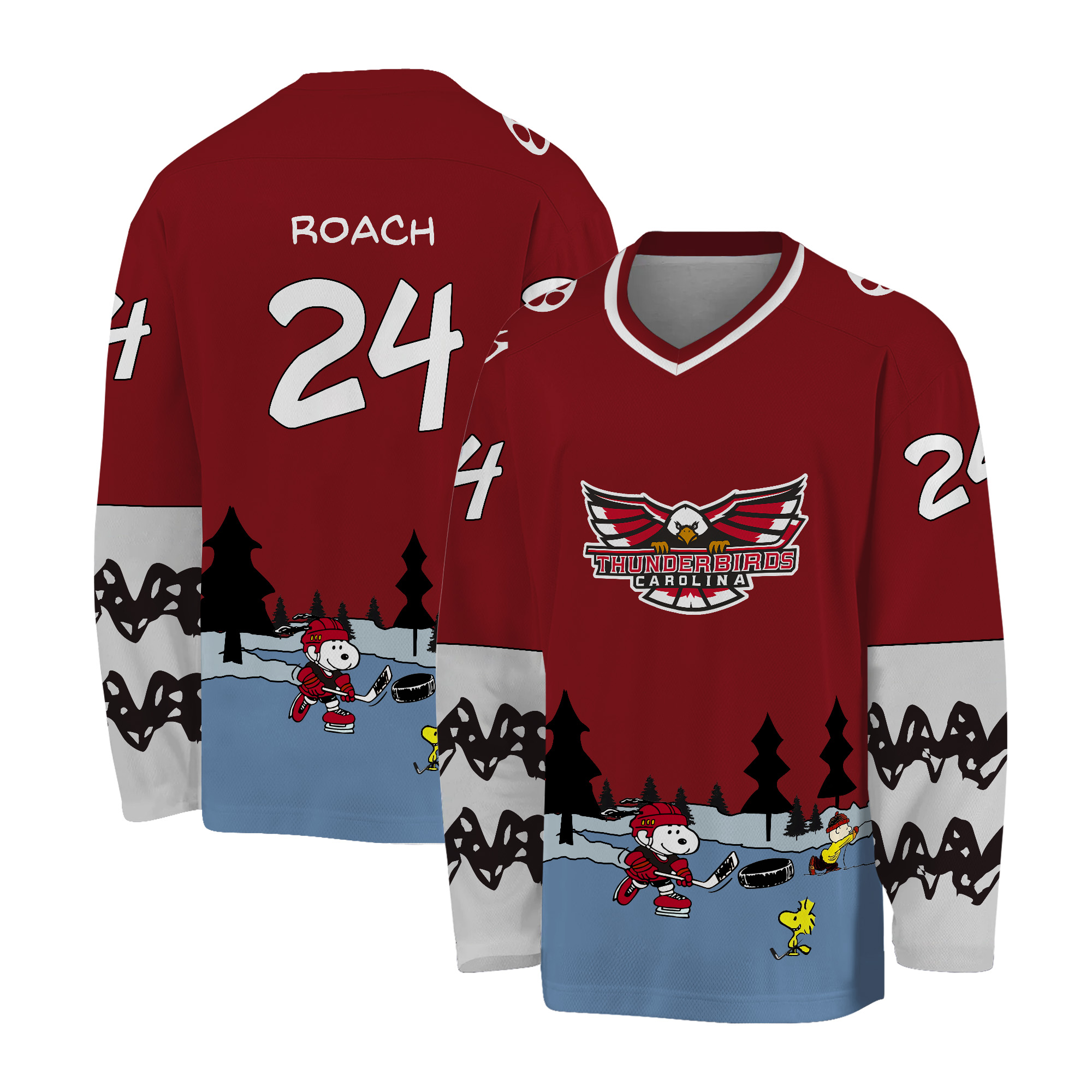Personalized Carolina Thunderbirds and Paws Hockey Shirt