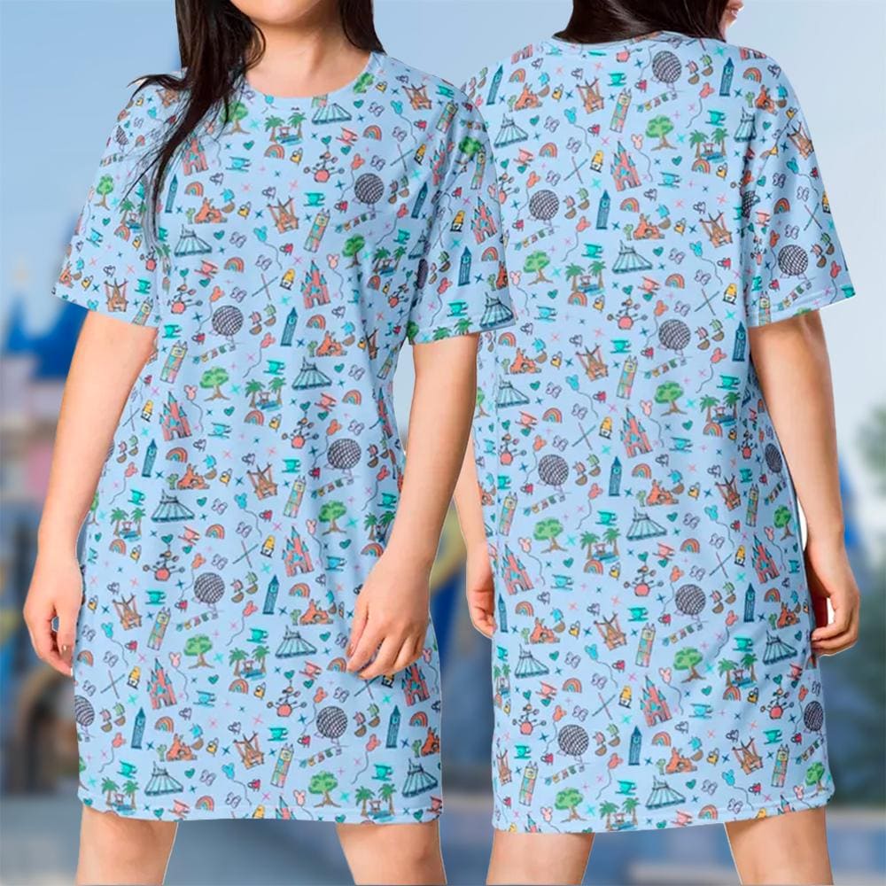 Amusement Park 3D T-shirt, Park All Over Print Shirt And Dress, Amusement Park Mom Daughter Dress, Amusement Cosplay Costume Tee