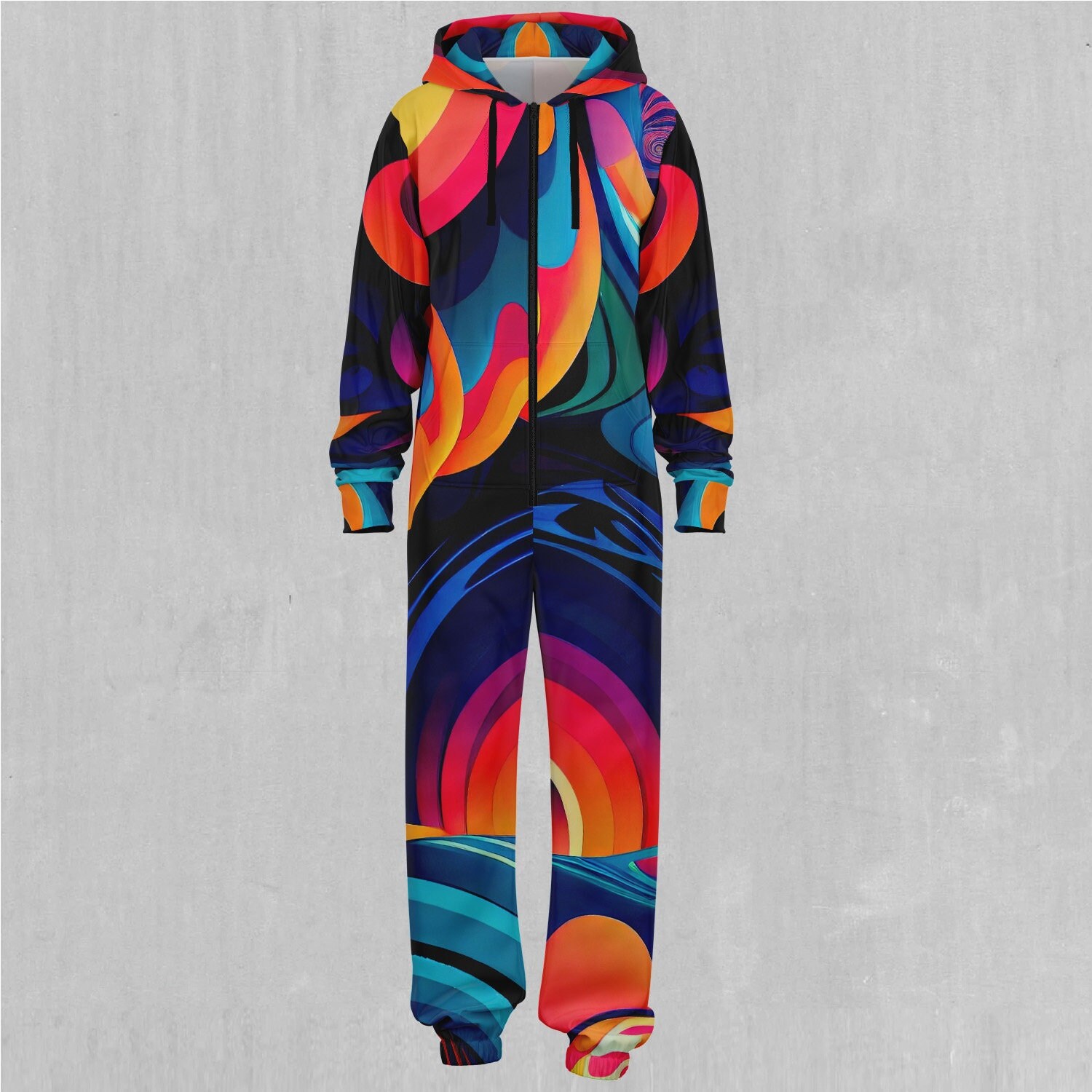 Psychedelic Vortex Adult Zip Up Jumpsuit Pajamas