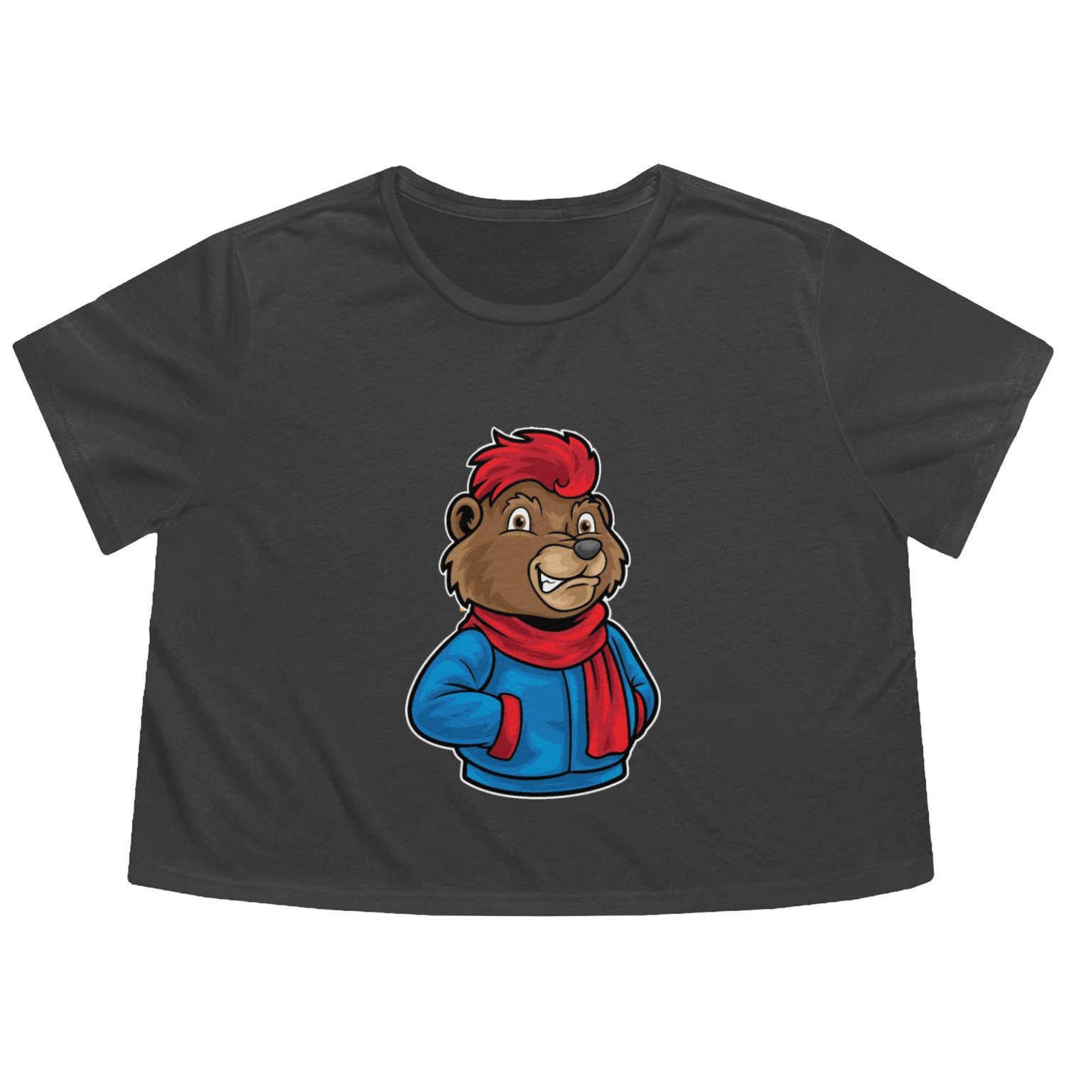 Hip Hop Bear Funky Urban Cartoon Illustration Flowy Cropped Tees