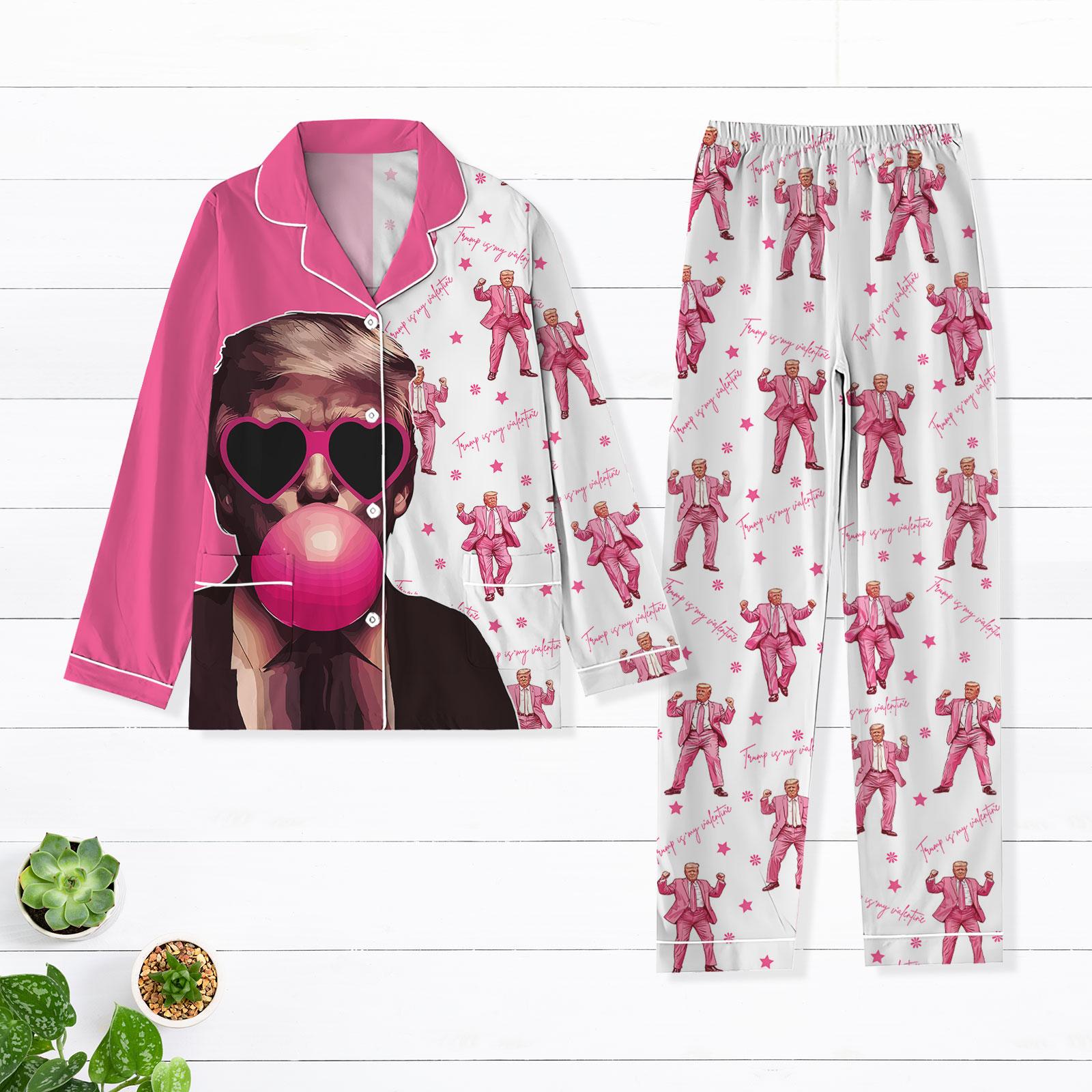 Trump Dancing Pajamas Set, Trump Is My Valentine Pajamas, Trump 45 47 Pajamas, Election 2024 Pajamas, Trump Family Sleepwear