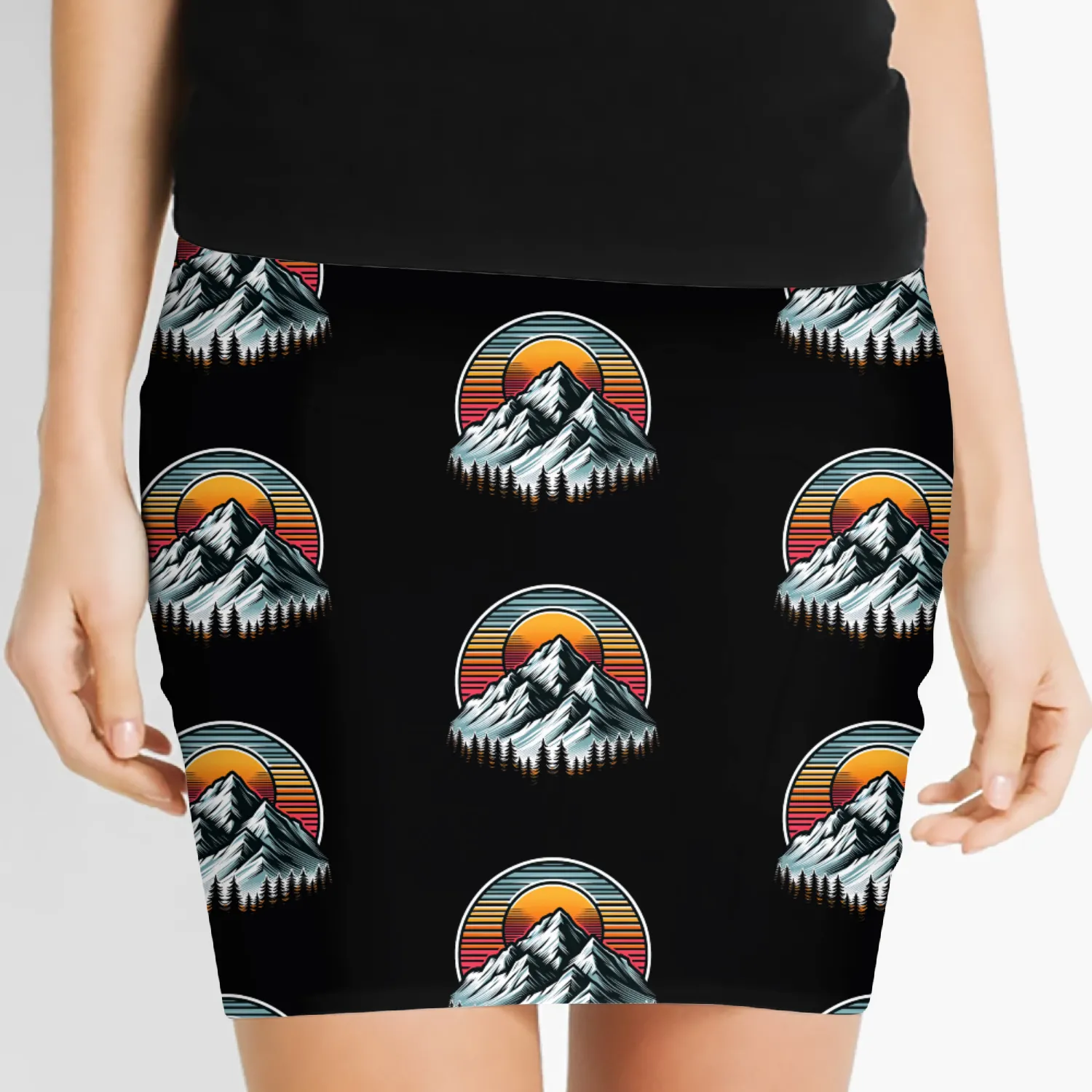 Camping Golden Sunset Mountain Dream Adventure Women's Mini Skirts
