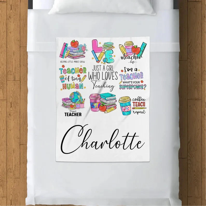 Fleece Blanket Custom Name Blanket Back To School Teacher Appreciation Gifts 20