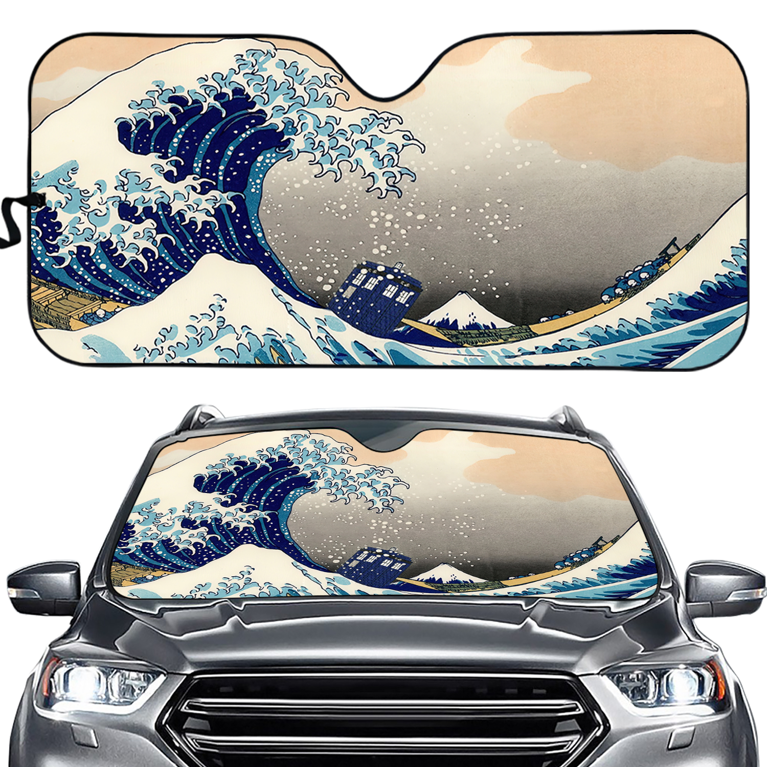 TARDIS in The Wave inspired Car Sun Shade | TARDIS Windshield Shade