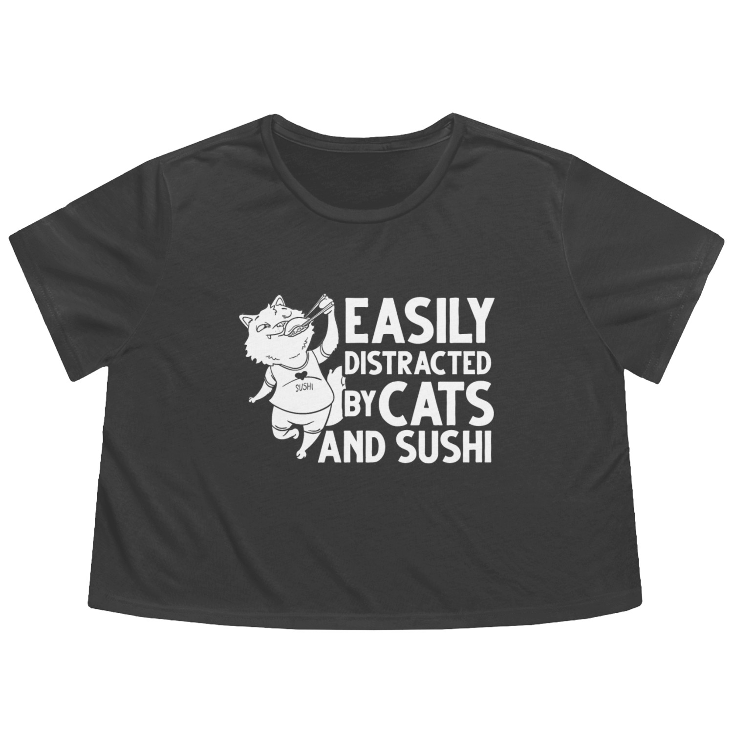 Cat Sushi Japanese Rice Roll Nigiri Bowl Maker Flowy Cropped Tees