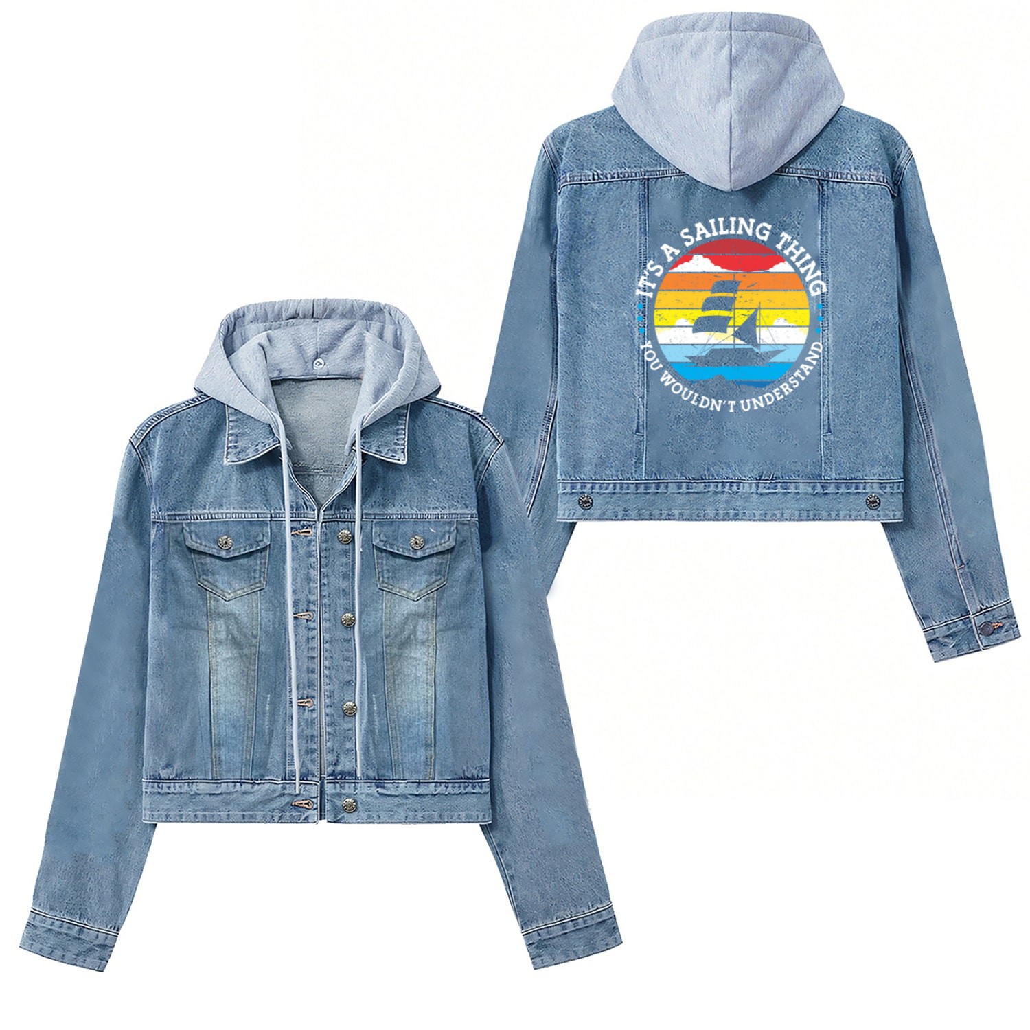 Sailing Gift Sailboat Boating Captain Best Sailor Women's Denim Jackets