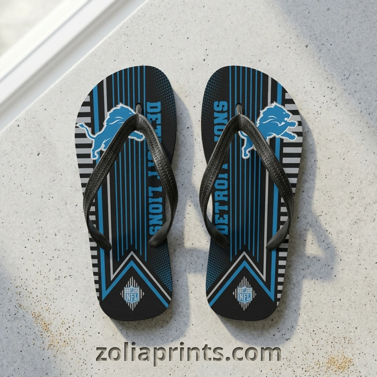 Detroit Lions Team Logo Summer Flip Flops