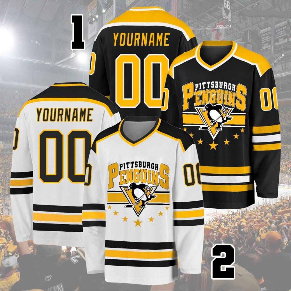 Personalized Pittsburgh Hockey Team Jersey, Custom Penguins Hockey Jersey, Gift For Fan, Jersey For Adult And Kids, Hockey Lovers