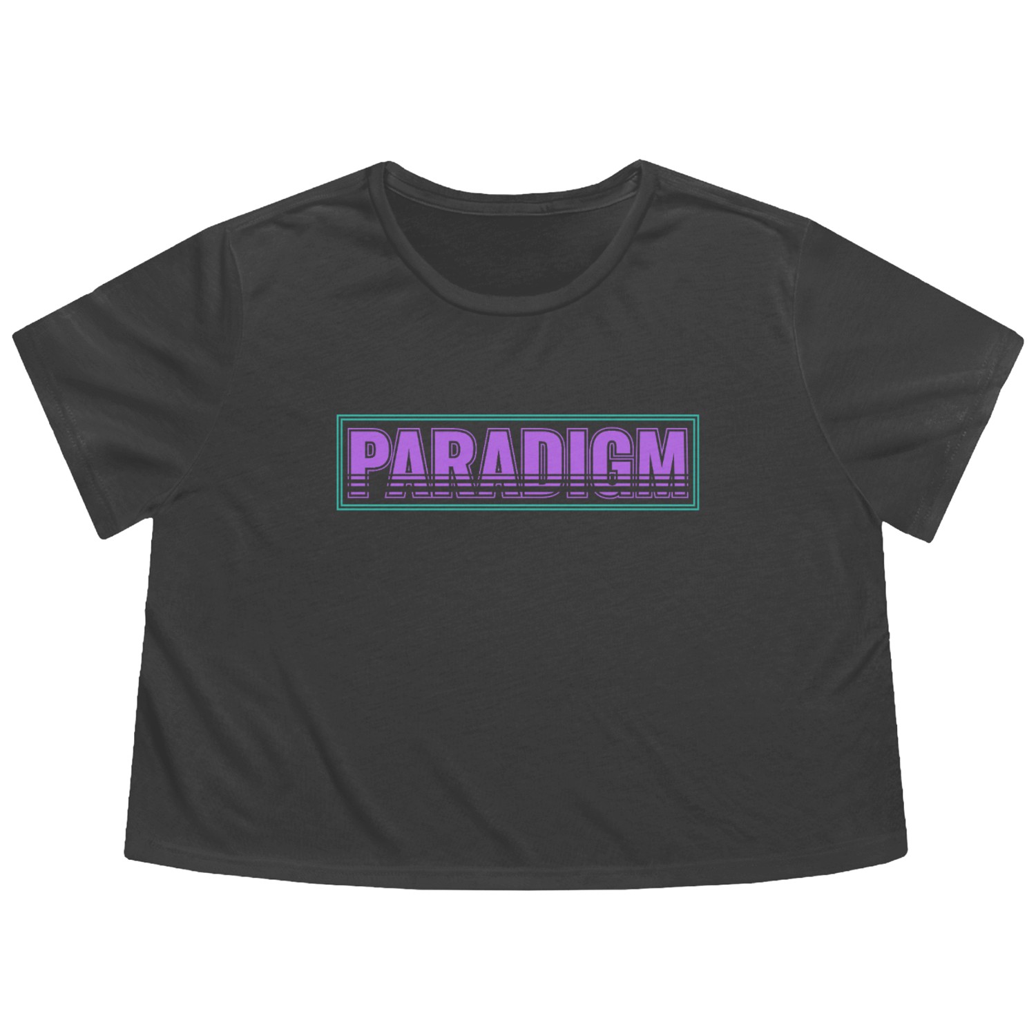 Neon Retro Paradigm Text Design Flowy Cropped Tees