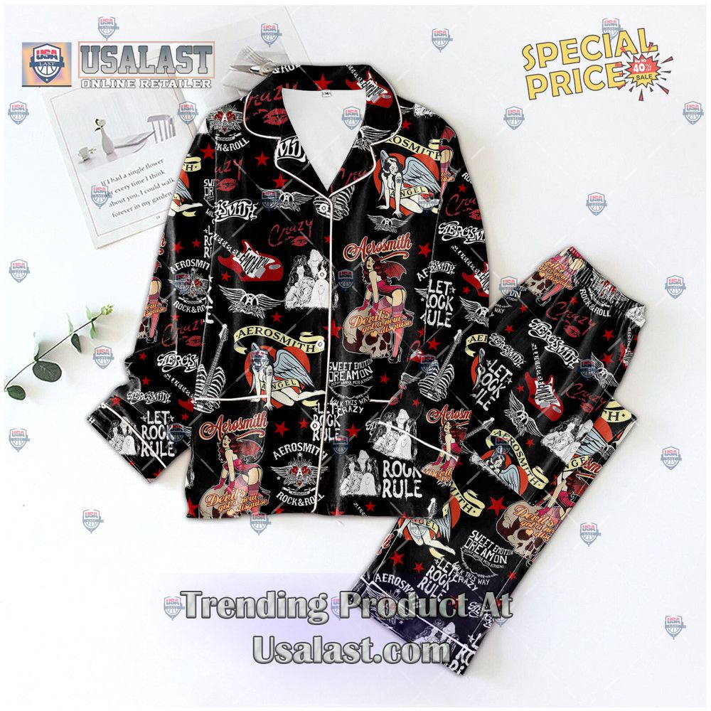 Aerosmith Rock Band Black Pajamas Set