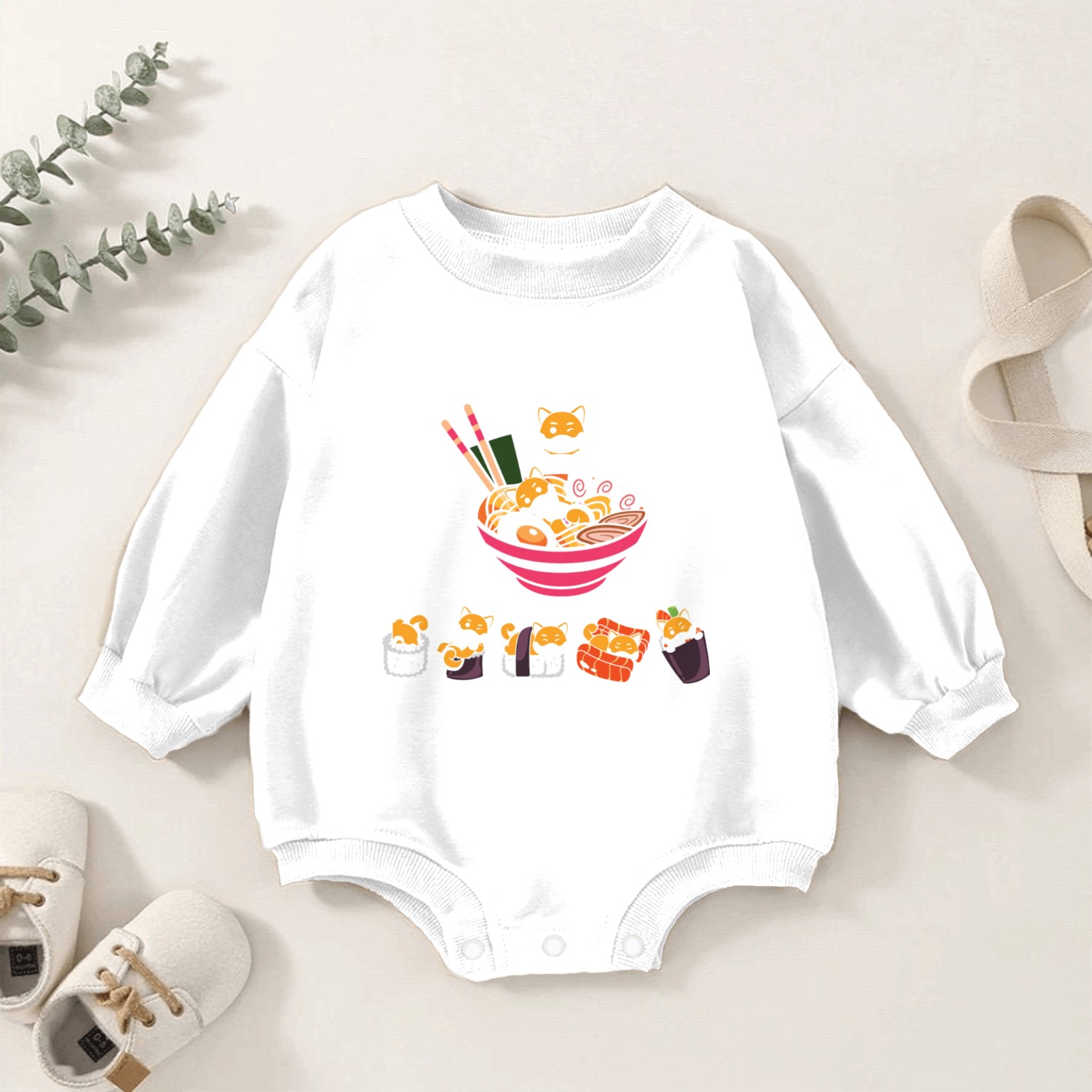 Sushi Rolls Ramen Japanese Food Lover Baby Romper Sweatshirts